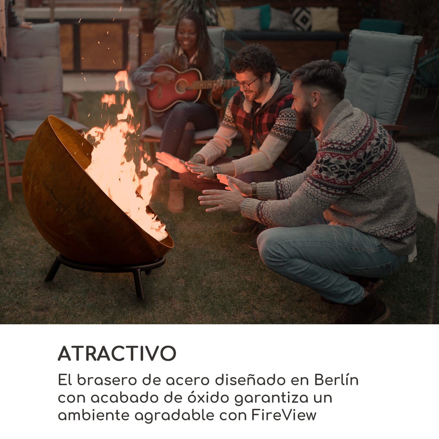 Fireball Rust Brasero Ø 60 cm inclinable con acabado oxidado bajo | acero corten | Óxido