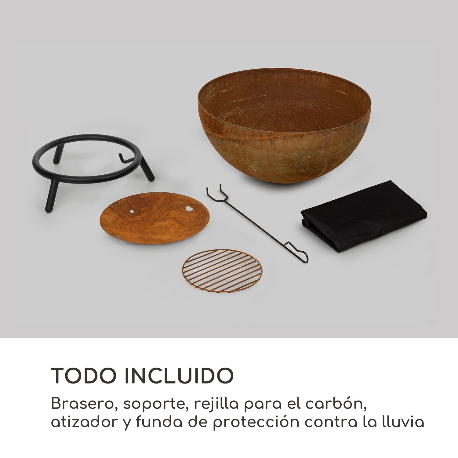 Fireball Rust Brasero Ø 60 cm inclinable con acabado oxidado bajo | acero corten | Óxido