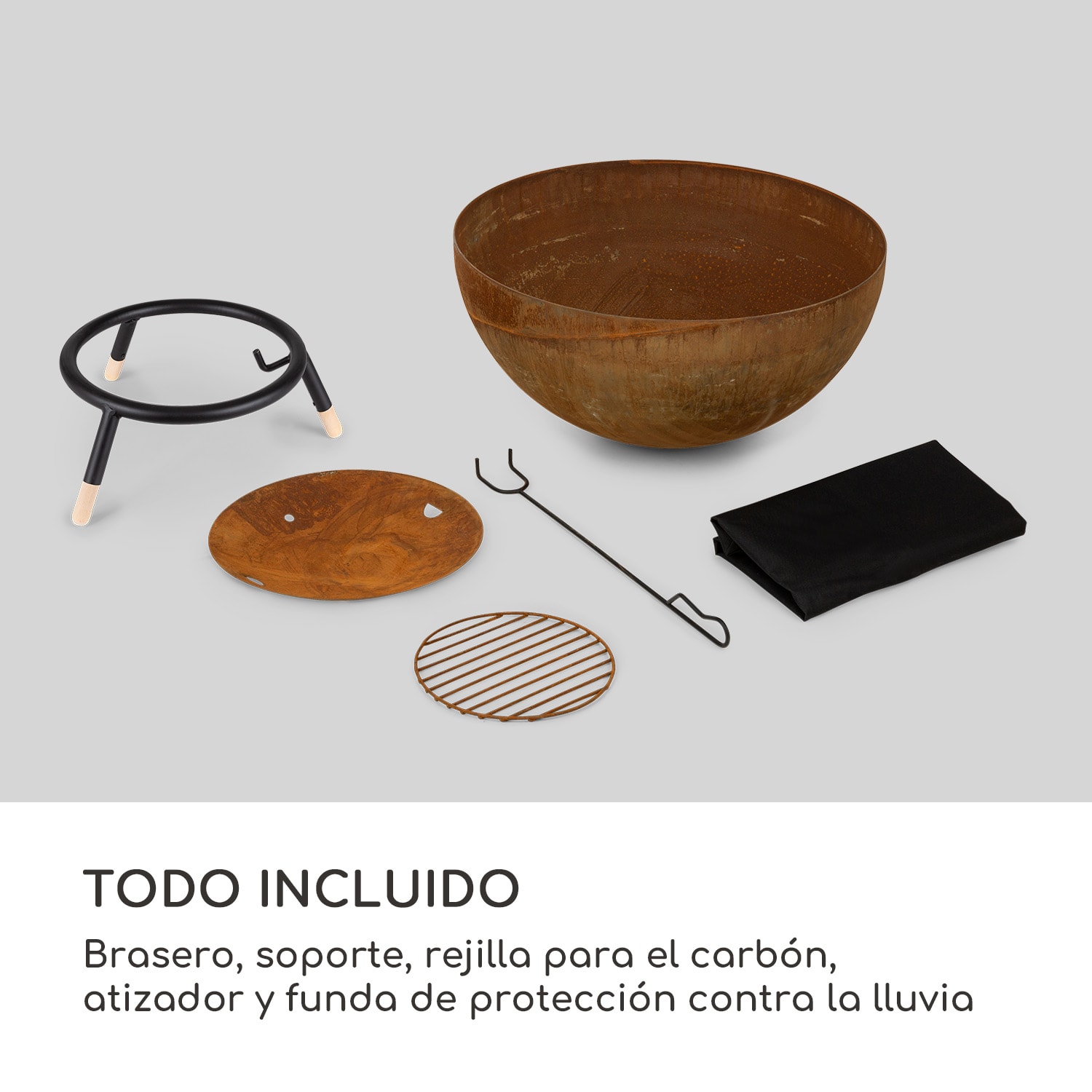 Fireball Rust Brasero Ø 60 cm inclinable con acabado oxidado / madera Óxido / madeira