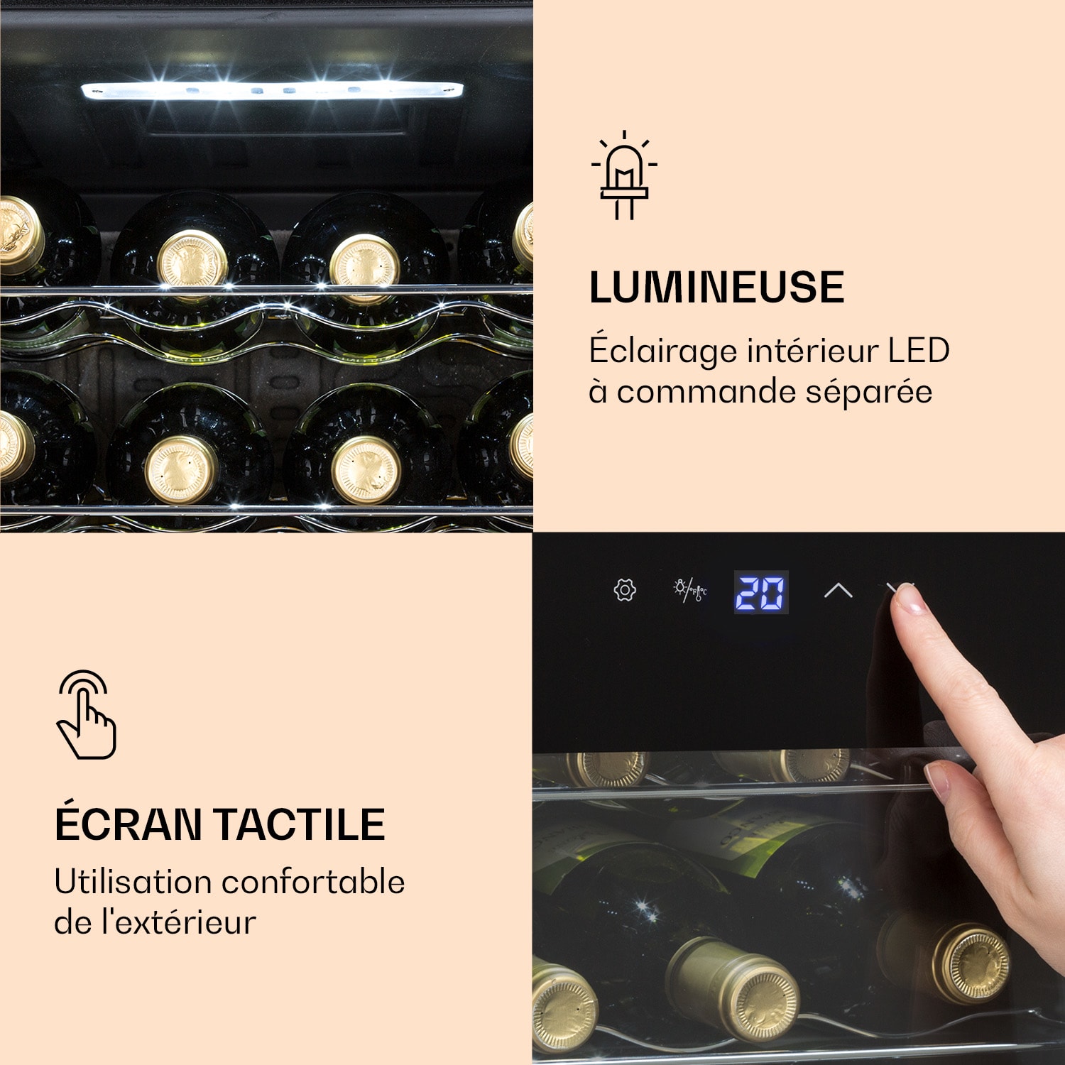 Shiraz 20 Uno Cave à vin 53 L Panneau de contrôle tactile 131 W 5-18°C 