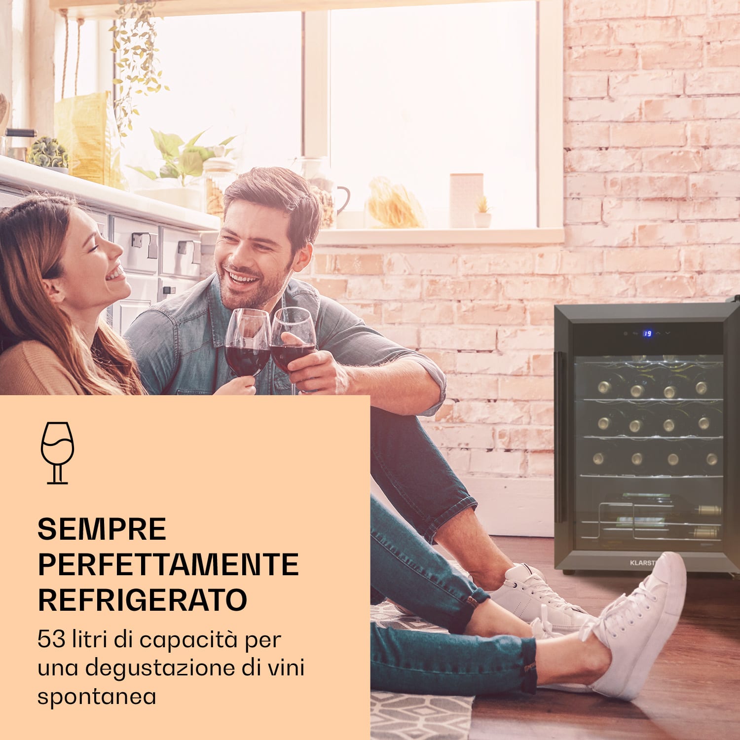 Ultimo 20 Uno frigorifero per vini, 53 l, pannello di controllo touch, 131 W, 5-18°C 1 zona di raffreddamento | 20 bottiglie