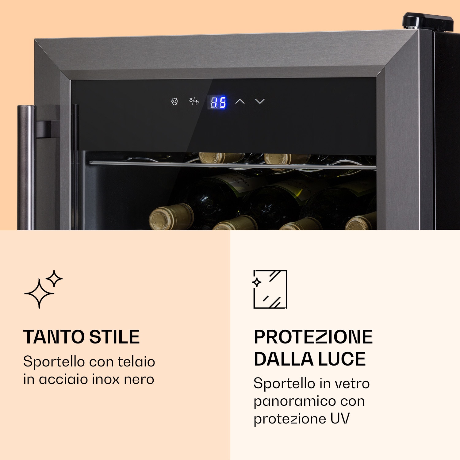 Ultimo 20 Uno frigorifero per vini, 53 l, pannello di controllo touch, 131 W, 5-18°C 1 zona di raffreddamento | 20 bottiglie
