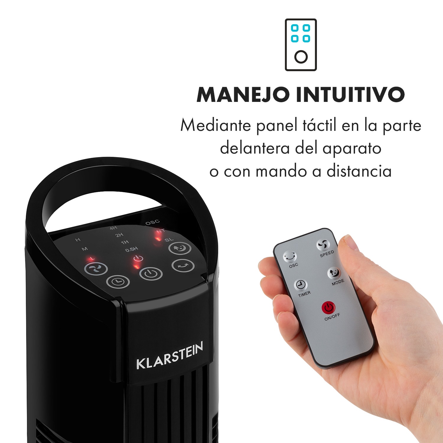 Mana Peak Ventilador de torre 3 niveles 3 modos 50 W Negro