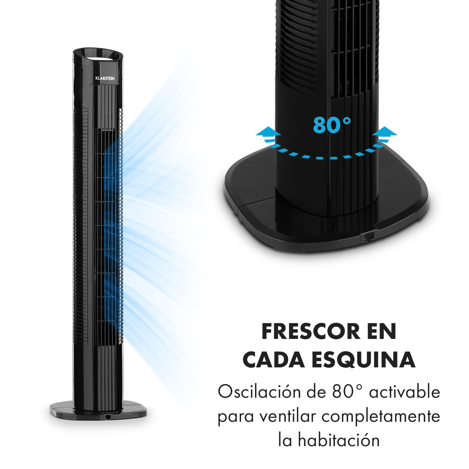 Mana Peak Ventilador de torre 3 niveles 3 modos 50 W Negro