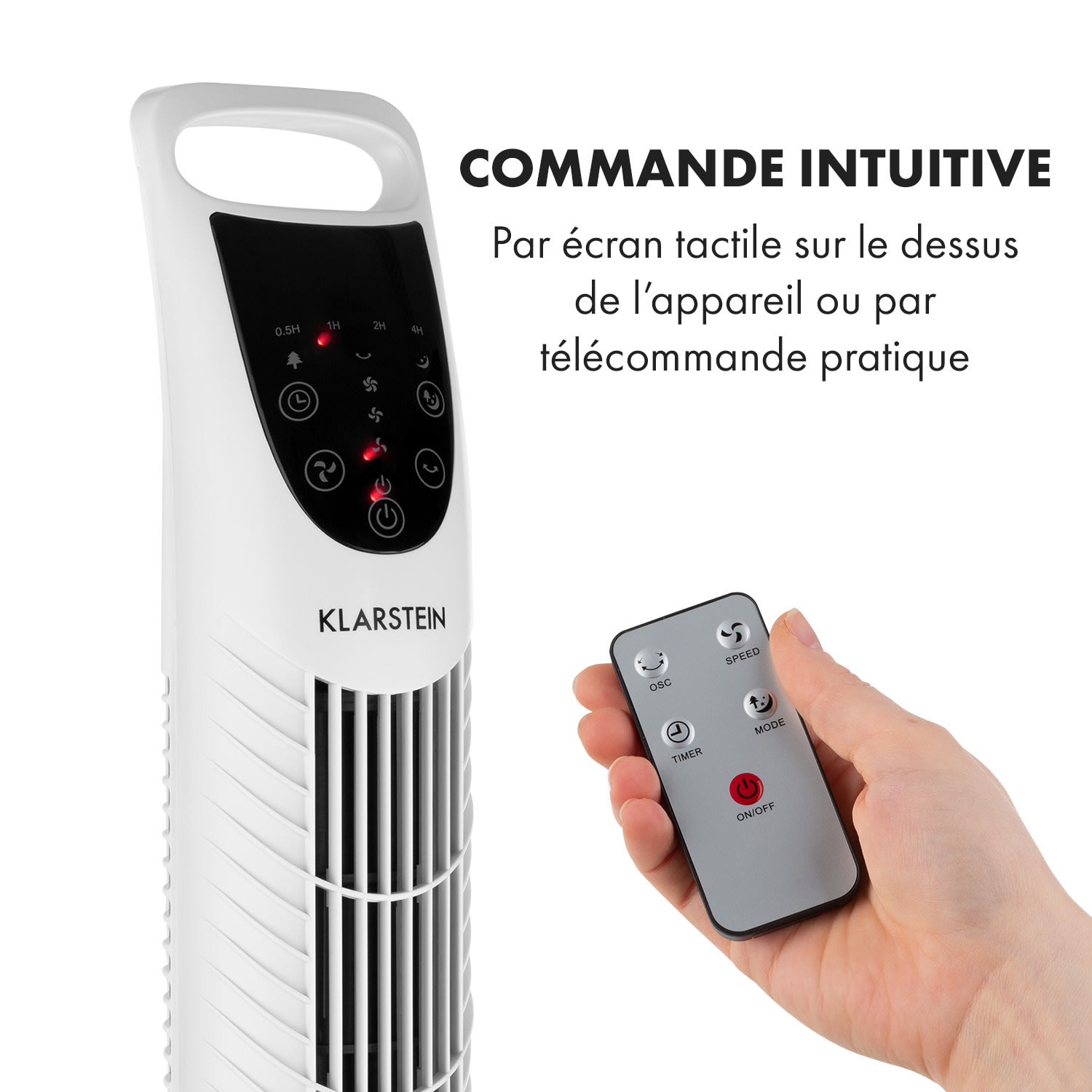 Mount Everest ventilateur colonne, 3 intensités, 3 modes, 40W Blanc
