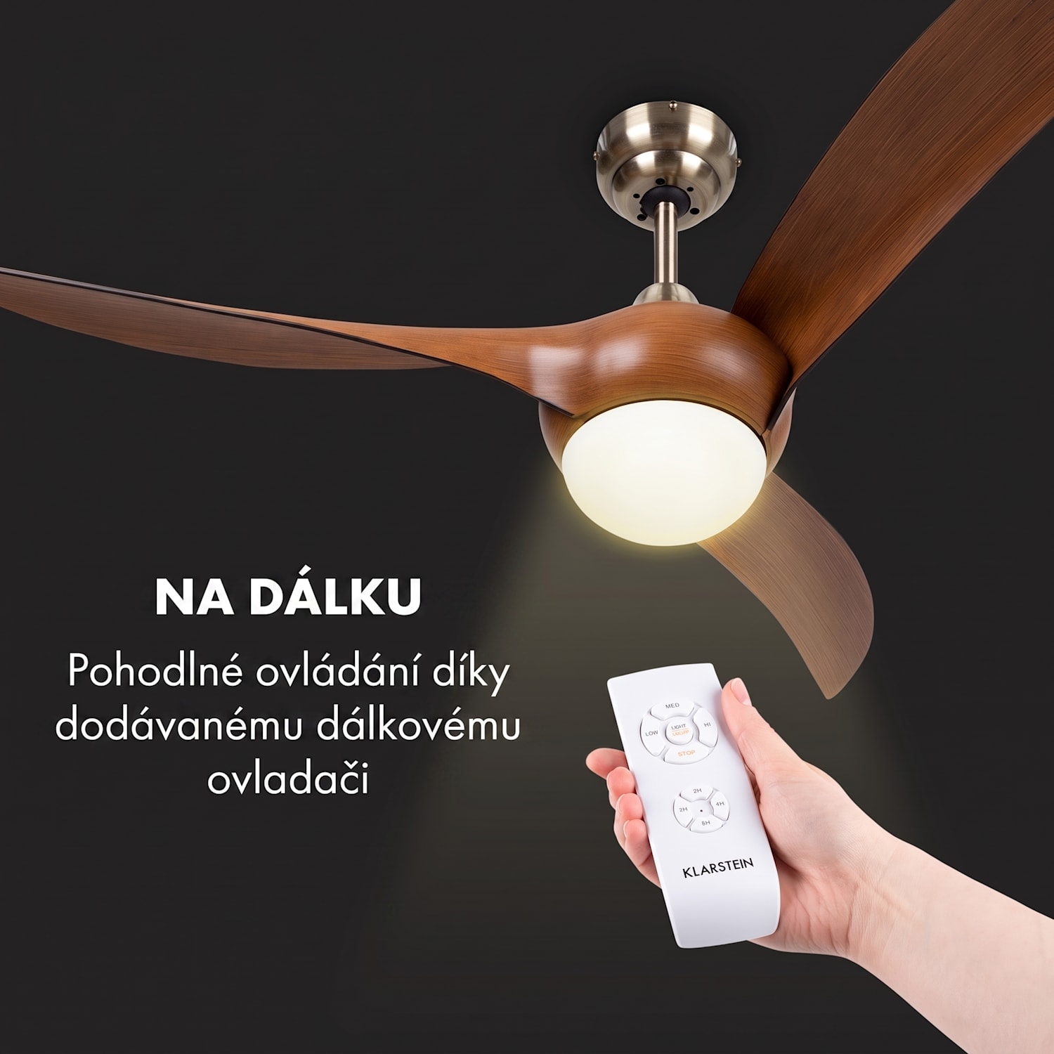 Monteverde, stropní ventilátor, stropní světlo, 52", 8376 m³/h, 3 lopatky 132 cm (místnosti 13–25 m²) | Dálkové ovládání | Ořech
