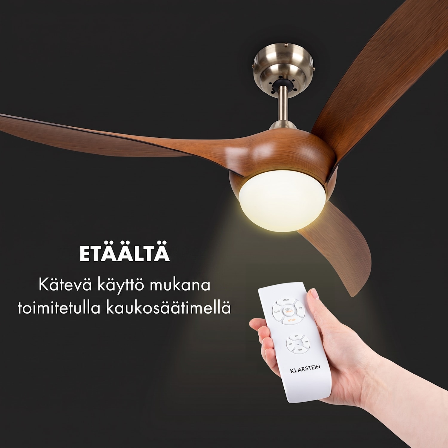 Monteverde, kattotuuletin, kattovalaisin, 52", 8.376 m³/h, 3 lapaa 132 cm (huoneet 13-25 m²) | Kaukosäädin | Pähkinä