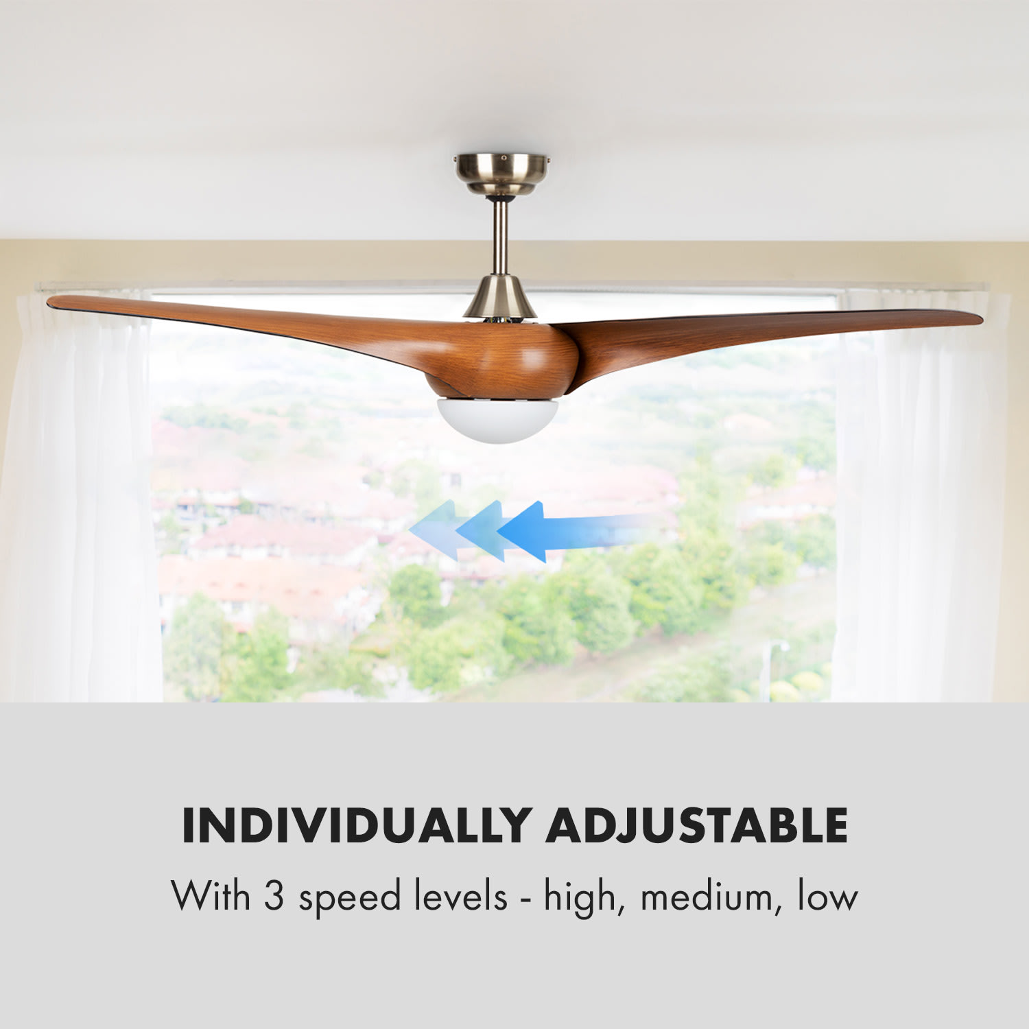 Monteverde Ceiling Fan Ceiling Light 52" 8,376m³/h 3 Blades 132 cm (rooms 13–25 m²) | Remote Control | Walnut