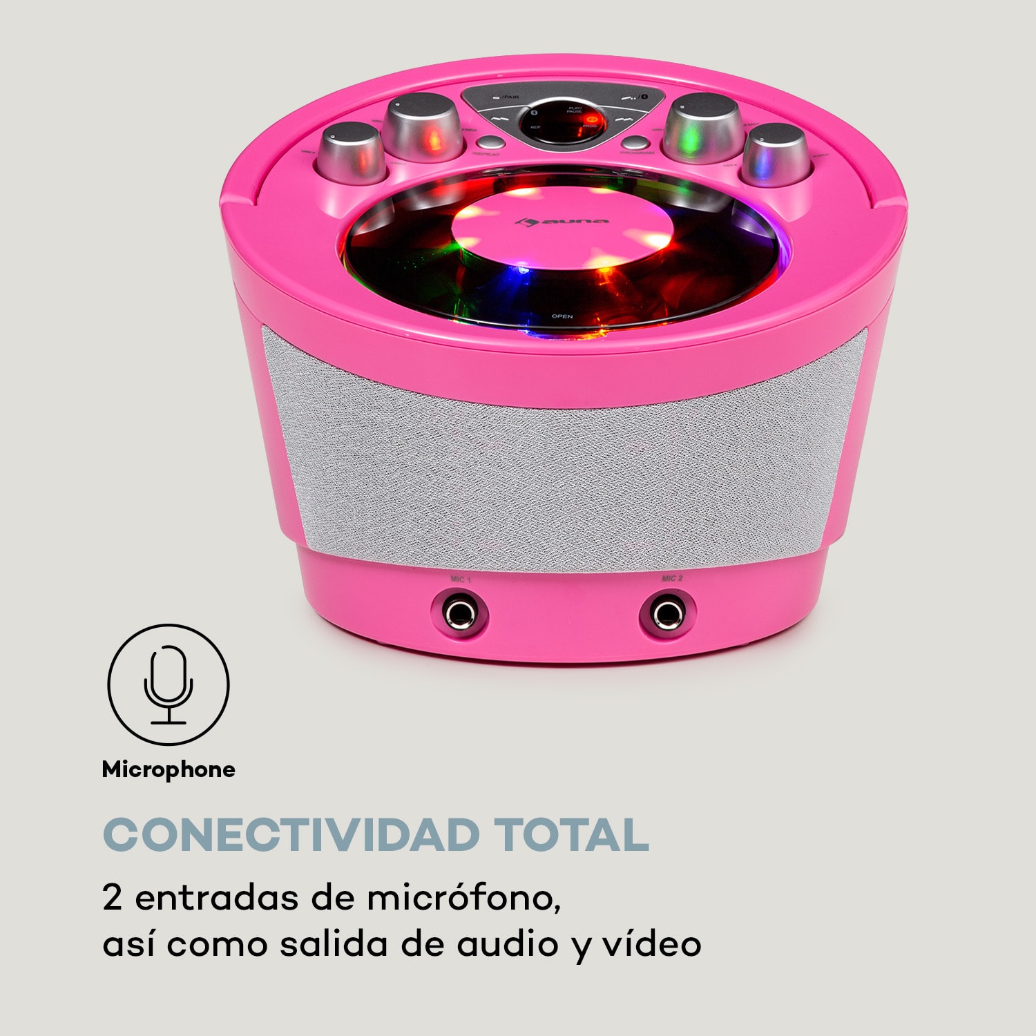 Sistema de karaoke SingSing BT 2 x micrófono reproductor de CD BT efecto de luz LED móvil 