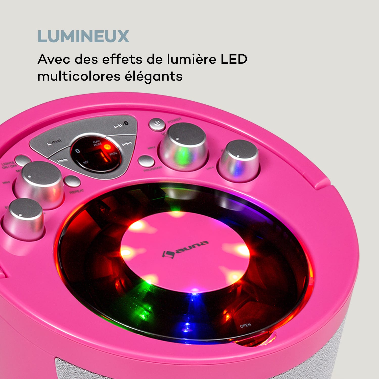 Système karaoké SingSing BT 2 x micro lecteur CD BT effet lumineux mobile 