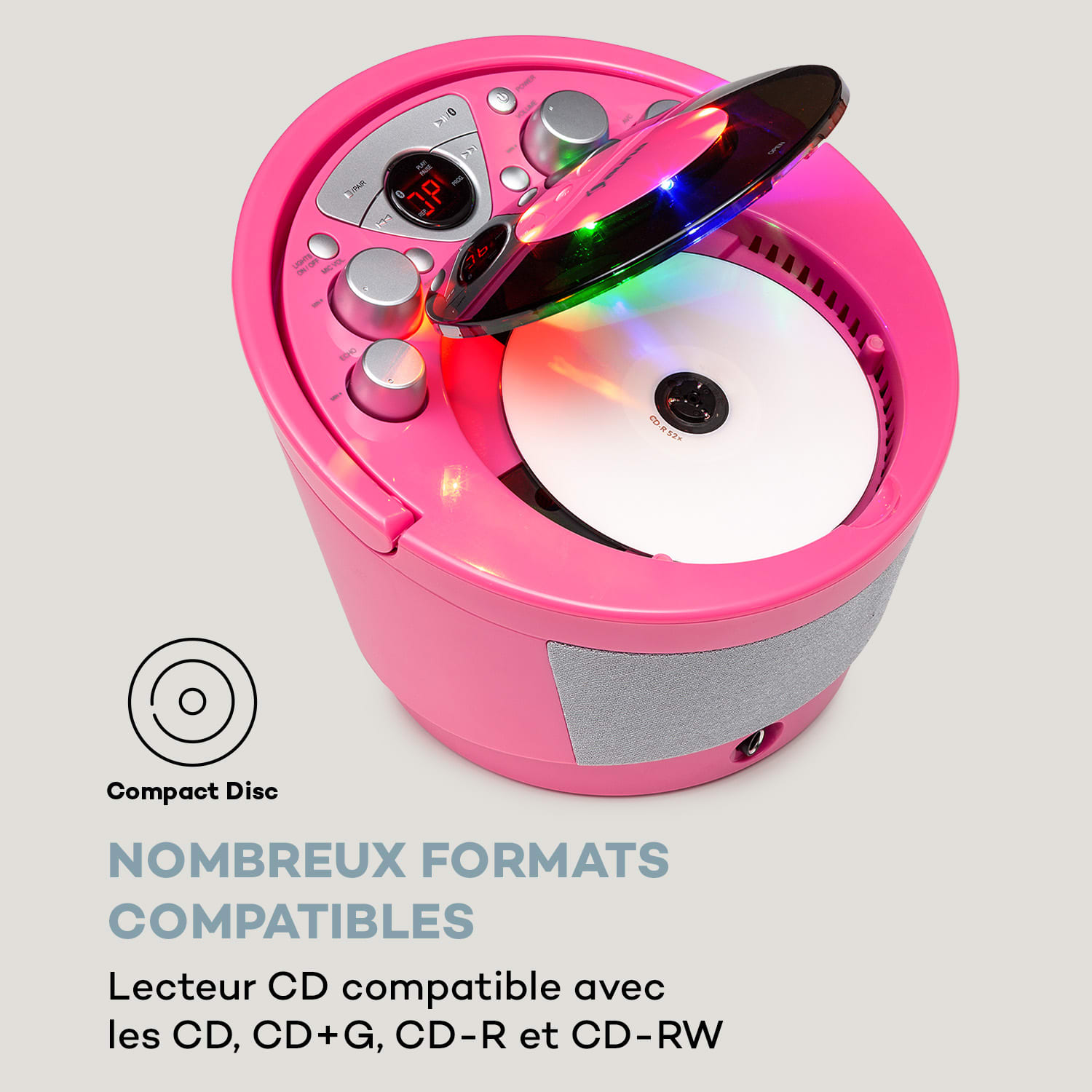 Système karaoké SingSing BT 2 x micro lecteur CD BT effet lumineux mobile 