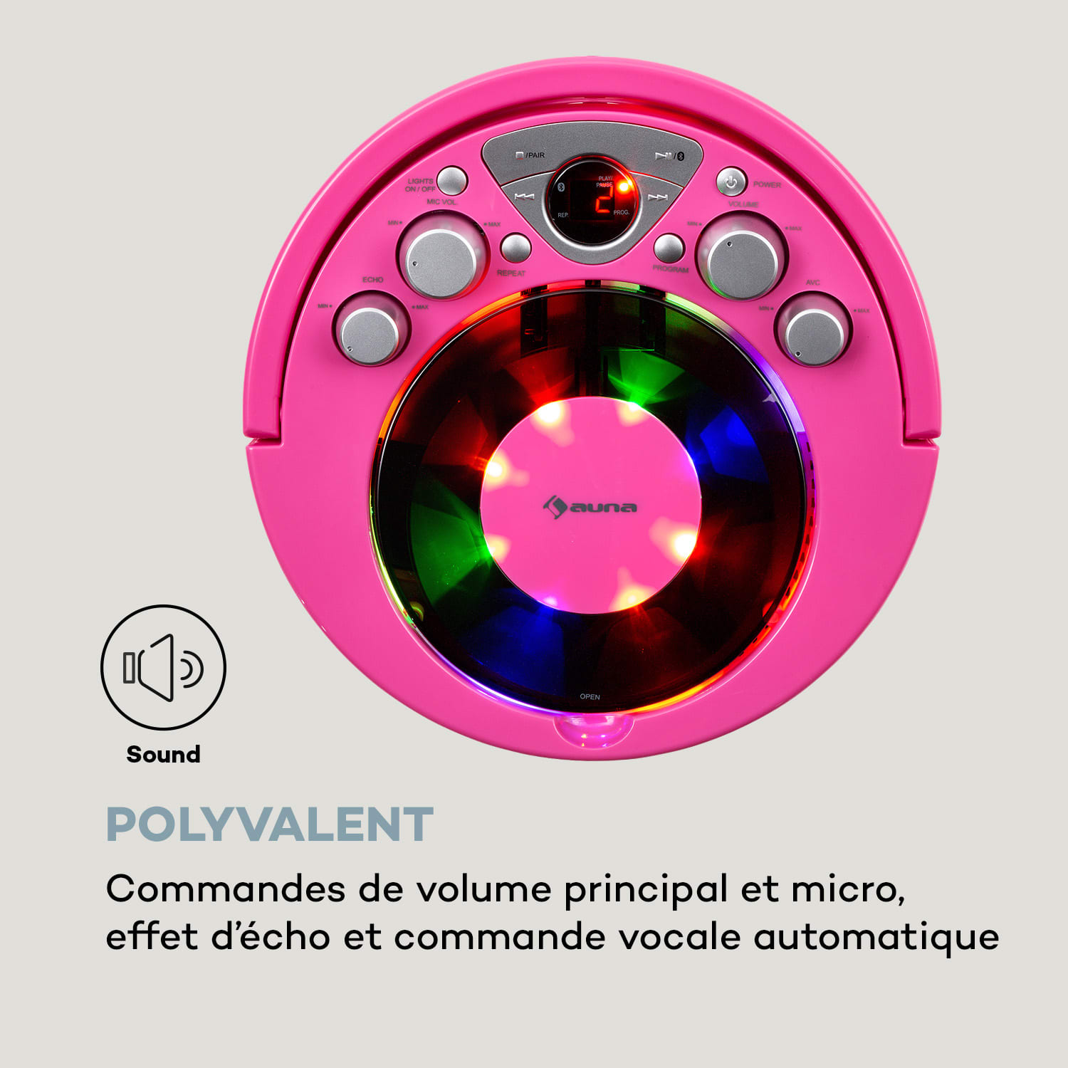Système karaoké SingSing BT 2 x micro lecteur CD BT effet lumineux mobile 