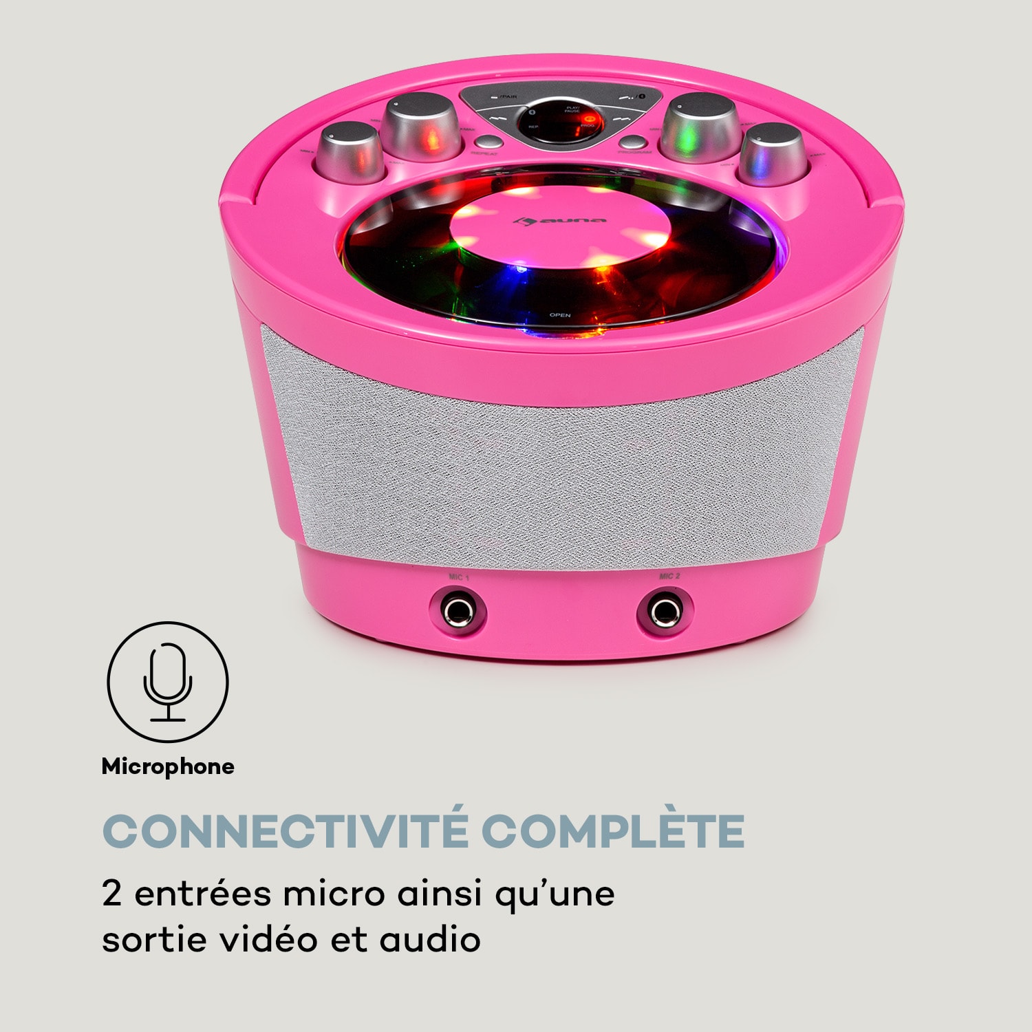 Système karaoké SingSing BT 2 x micro lecteur CD BT effet lumineux mobile 