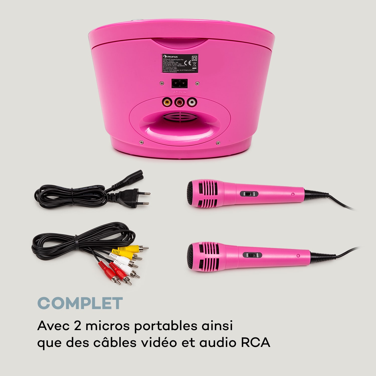 Système karaoké SingSing BT 2 x micro lecteur CD BT effet lumineux mobile 
