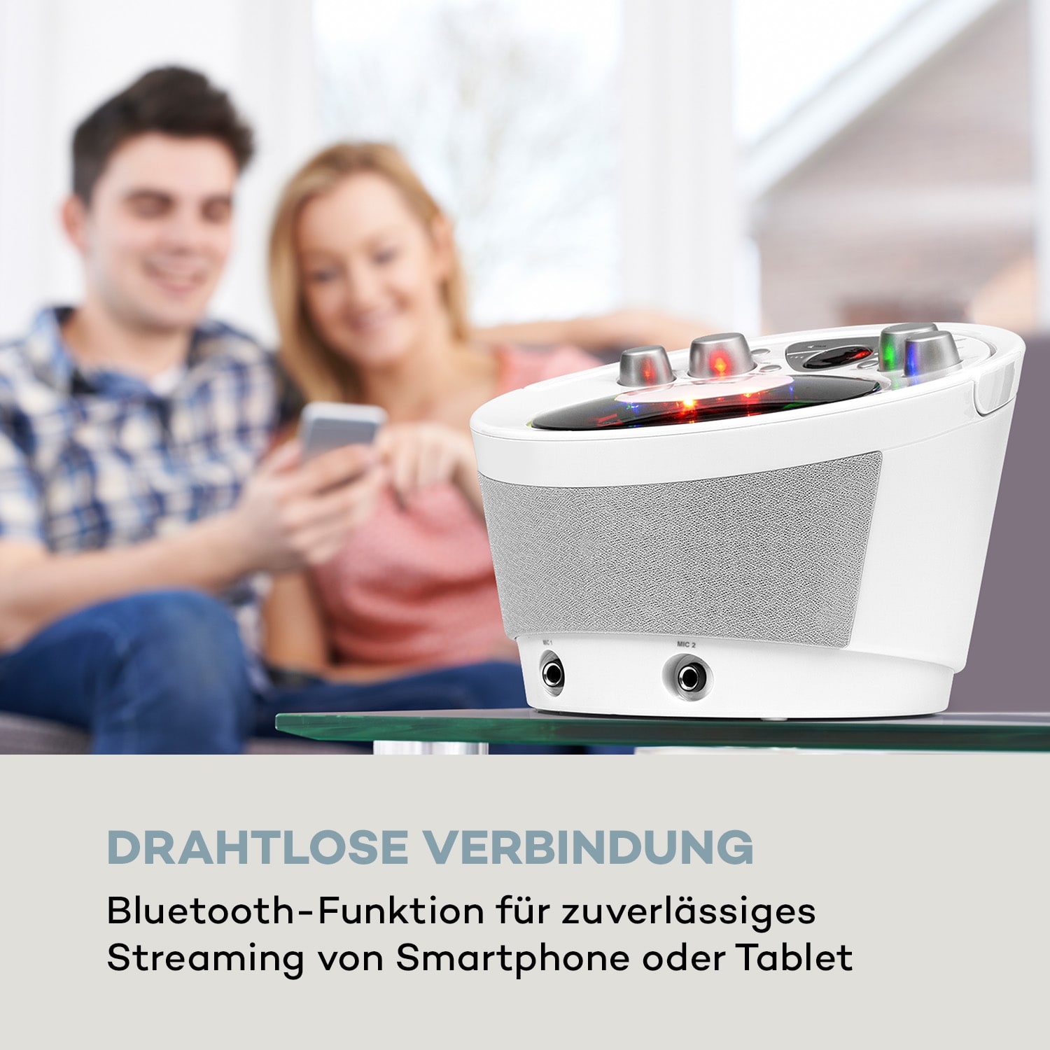 SingSing BT Karaoke-Anlage 2 x Mikrofon CD-Player BT LED-Lichteffekt  mobil 