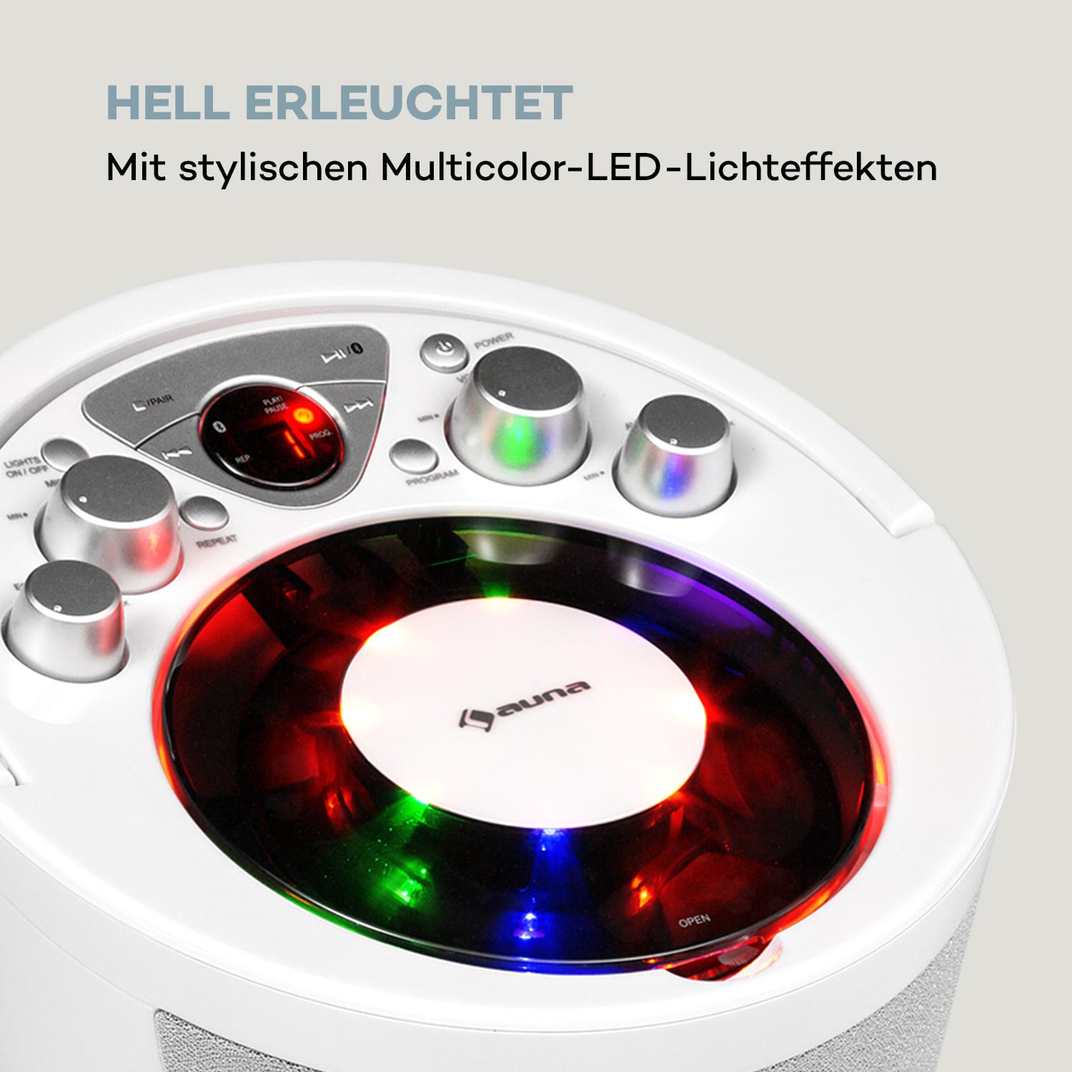 SingSing BT Karaoke-Anlage 2 x Mikrofon CD-Player BT LED-Lichteffekt  mobil 