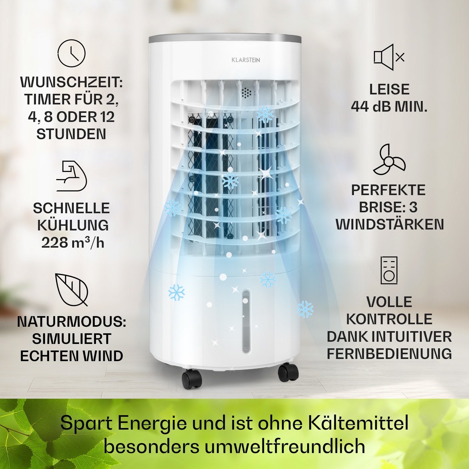 Skypillar 3-in-1 Luftkühler Ventilator 5L Fernbedienung Touch-Panel Weiß