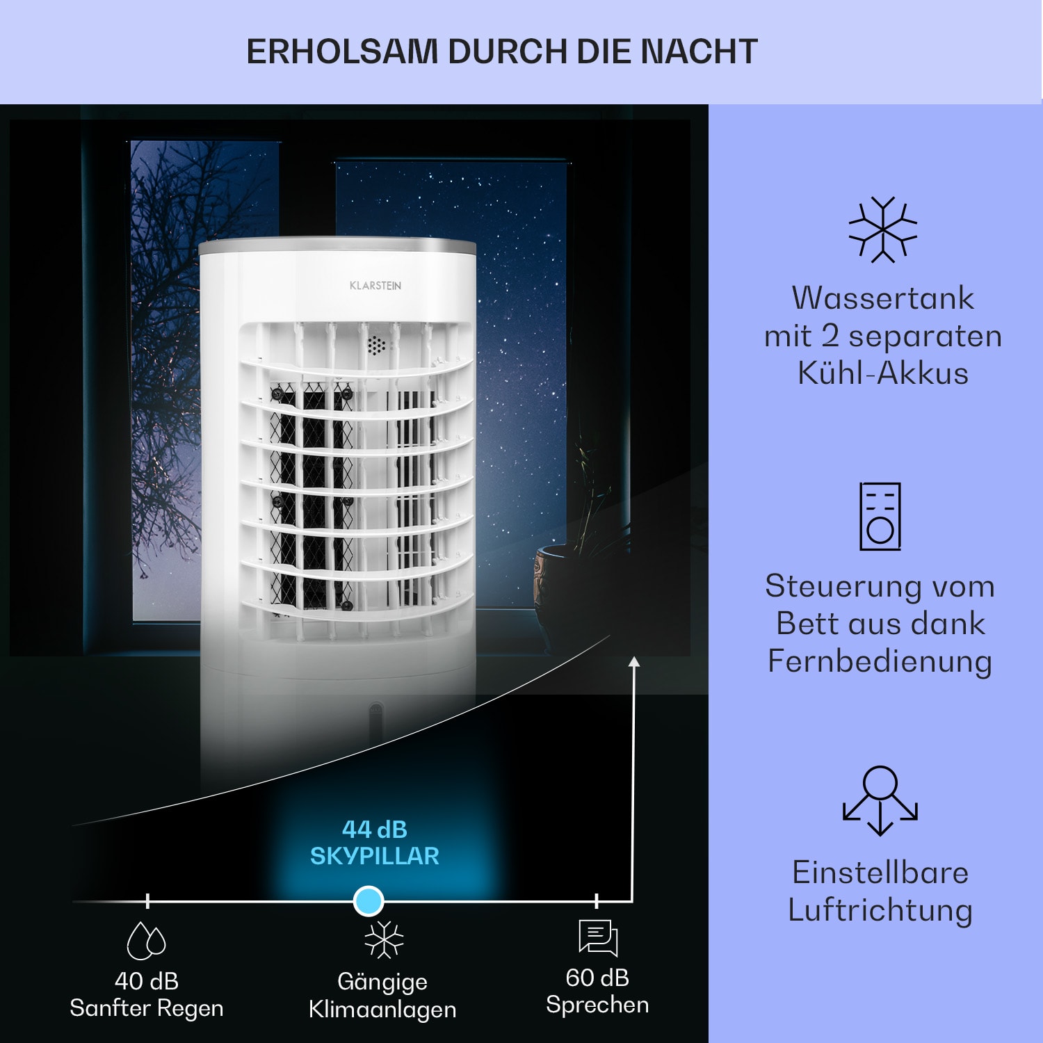 Skypillar 3-in-1 Luftkühler Ventilator 5L Fernbedienung Touch-Panel Weiß