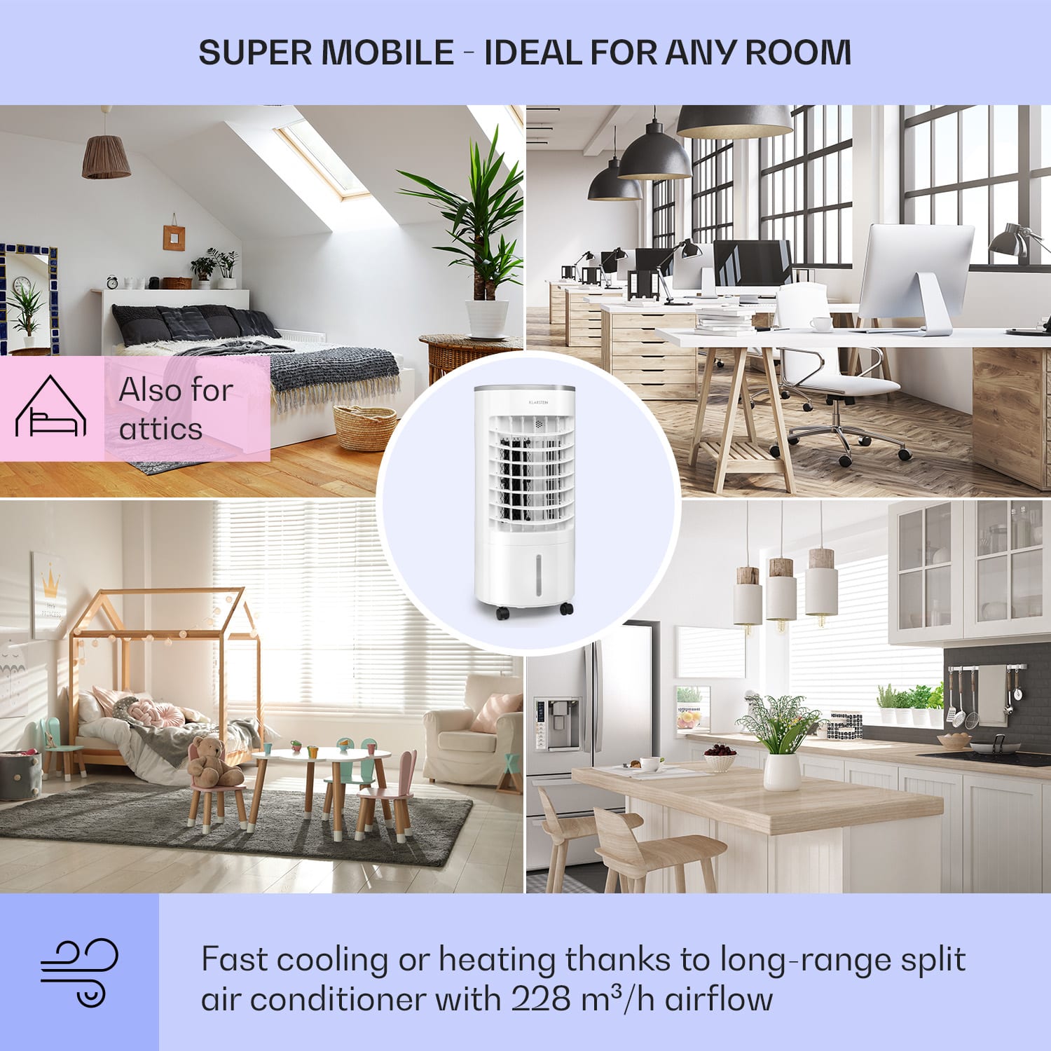 Skypilar, 3 в 1 охладител на въздуха, вентилатор, овлажнител за въздух, резервоар, 5 литра, дистанционо управление 