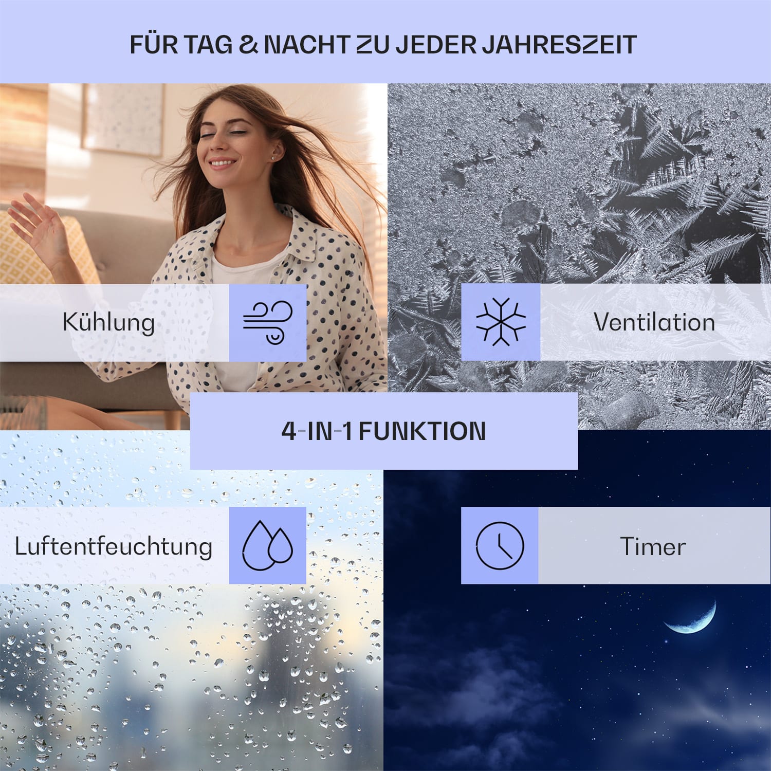 Skypillar 3-in-1 Luftkühler Ventilator 5L Fernbedienung Touch-Panel Dunkelgrau