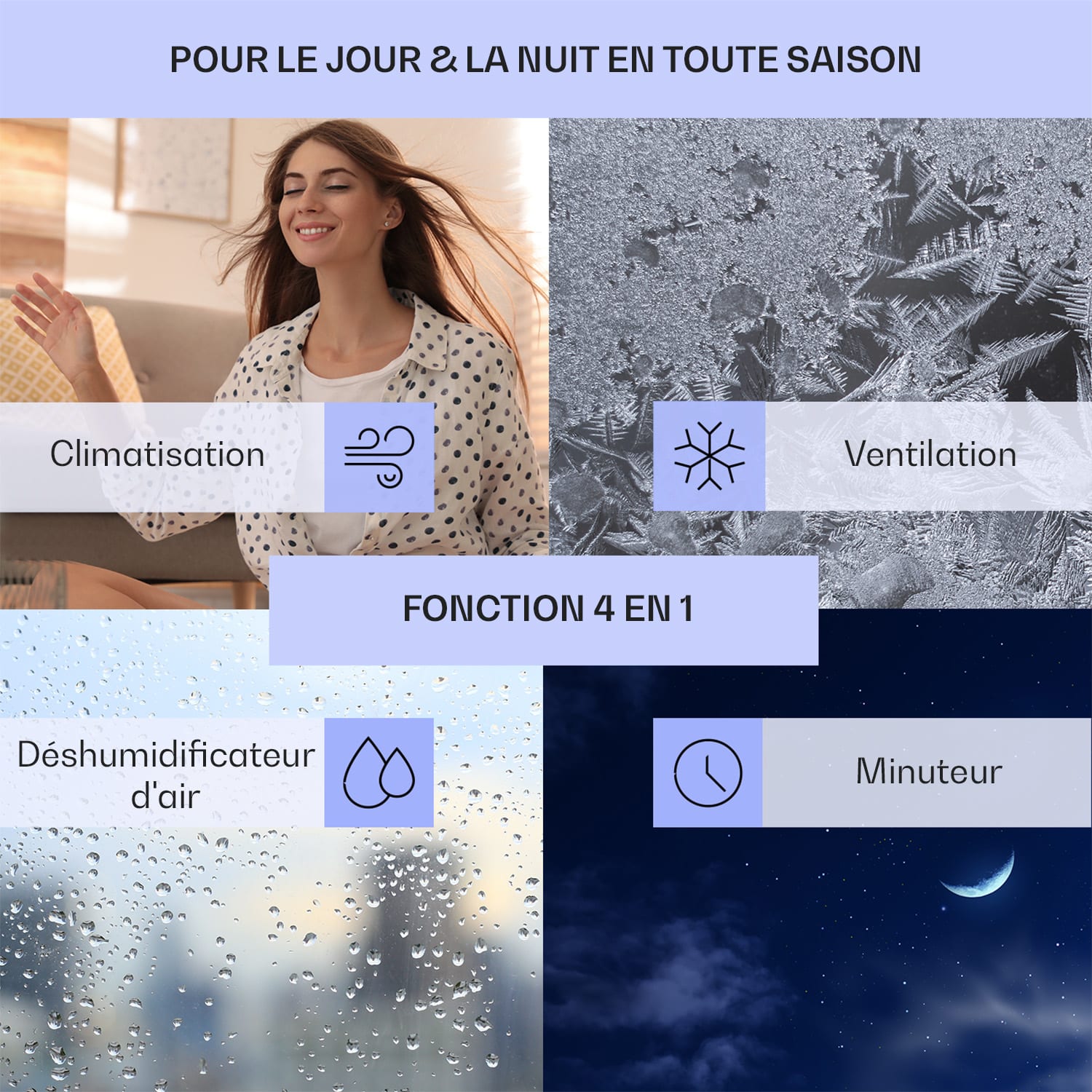 Skypillar rafraîchisseur d'air 3-en-1 ventilateur humidificateur d'air réservoir 5L télécommande panneau tactile Gris Foncé