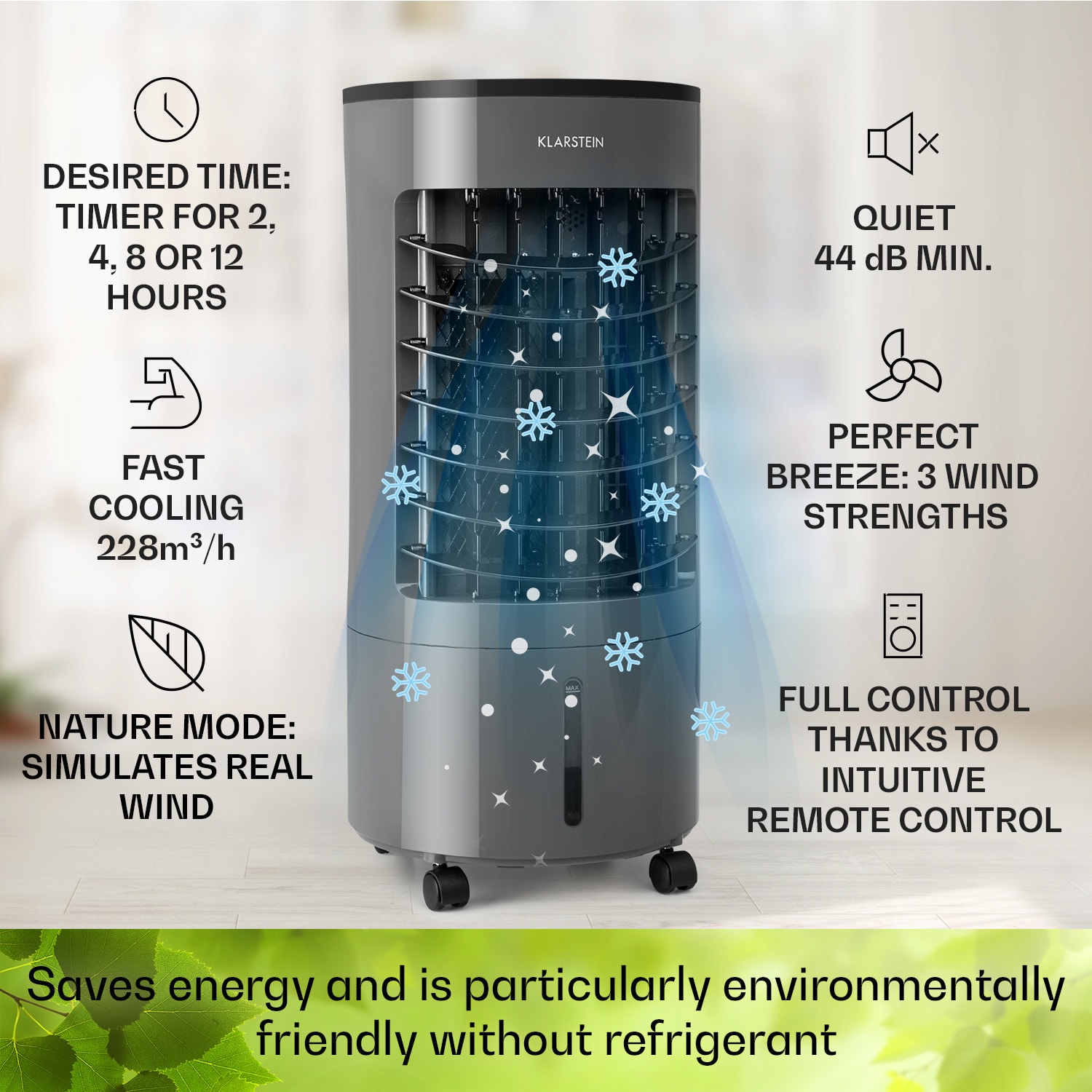 Skypillar, 3v1, ochlazovač vzduchu, ventilátor, zvlhčovač vzduchu, nádrž, 5l, dálkový ovladač
