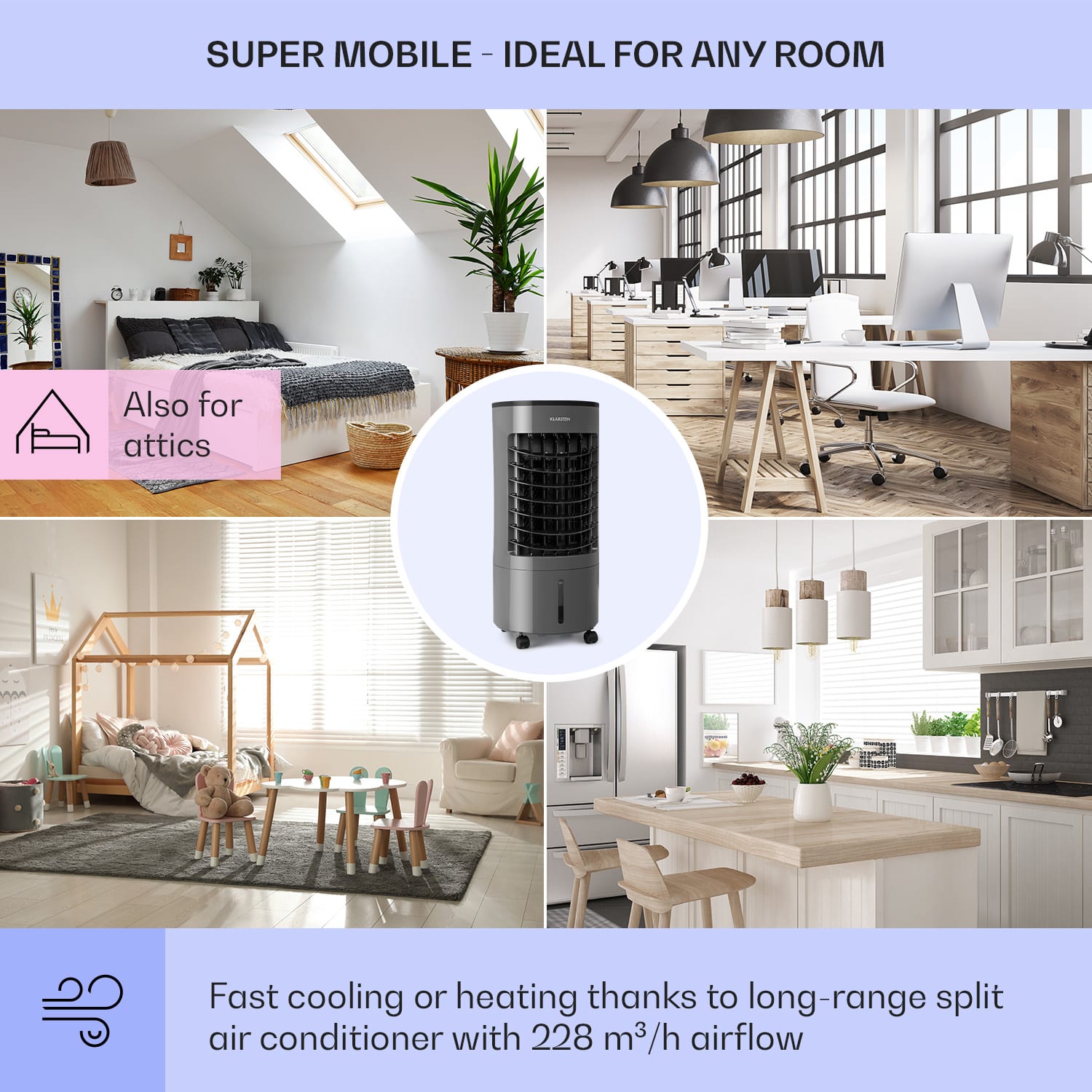 Skypillar, răcitor de aer 3 în 1, ventilator, umidificator, rezervor, 5 l, telecomandă 