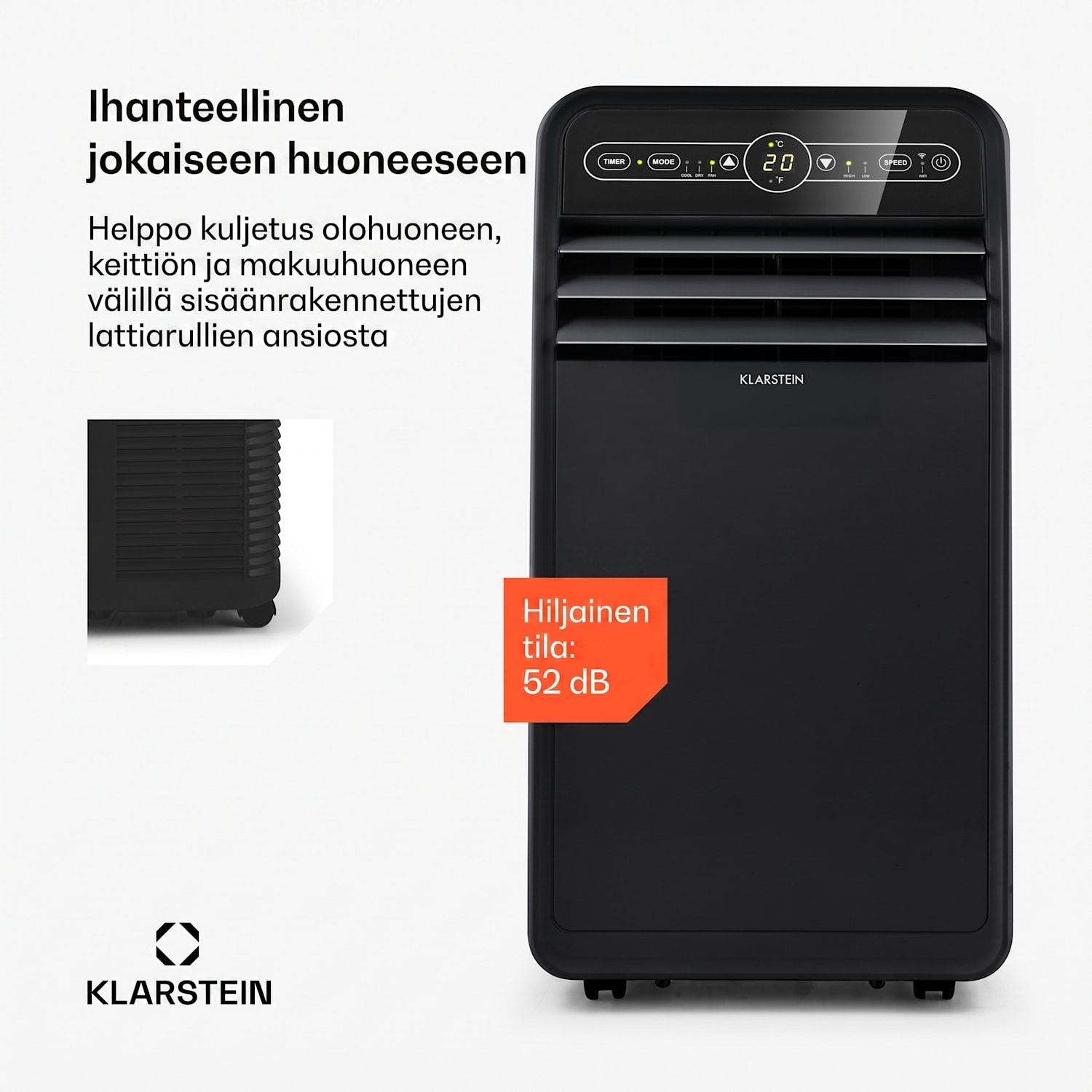 Metrobreeze New York Smart 7k siirrettävä ilmastointilaite 7000 BTU/2,1 kW energiatehokkuusluokka A kaukosäädin 7.000 BTU | Kyllä | Musta
