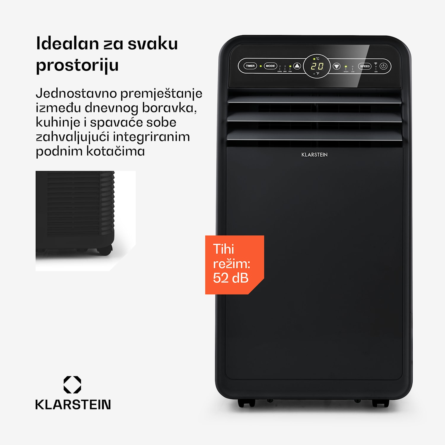 Metrobreeze New York Smart 7k, prijenosna klima, 7000 BTU / 2,1 kW, energetski razred A, daljinski upravljač 7.000 BTU | Da | Crna