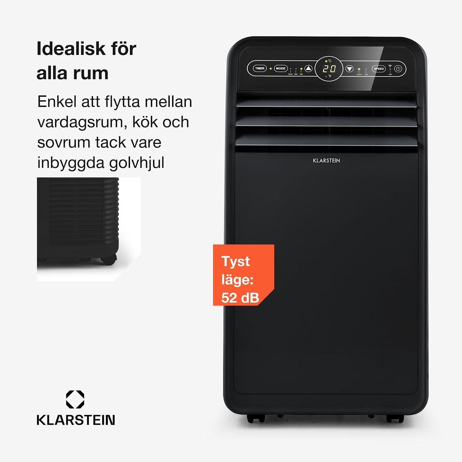 Metrobreeze New York Smart 7k Mobil luftkonditionering 7000 BTU/2,1kW EK A fjärrkontroll 7.000 BTU | Ja | Svart
