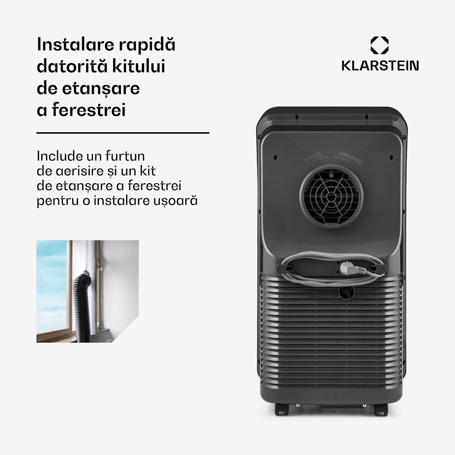 Metrobreeze New York Smart 12k, aer condiționat portabil, 12000 BTU / 3,5 kW, clasa energetică A, telecomandă 12.000 BTU | Negru