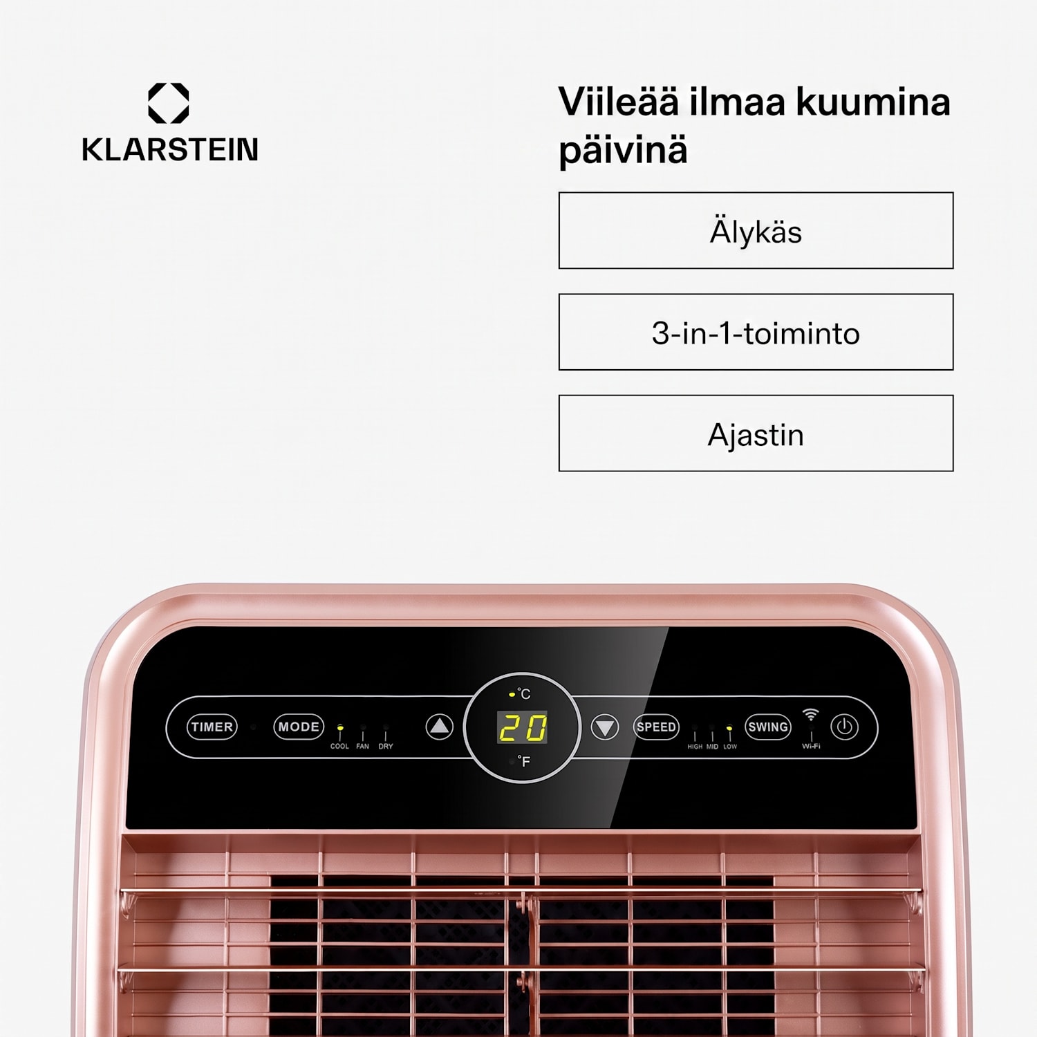 Metrobreeze New York Smart 12k, siirrettävä ilmastointilaite, 12000 BTU/3,5 kW, energialuokka A, kaukosäädin, ruusukulta 12.000 BTU | Kyllä | Ruusukulta