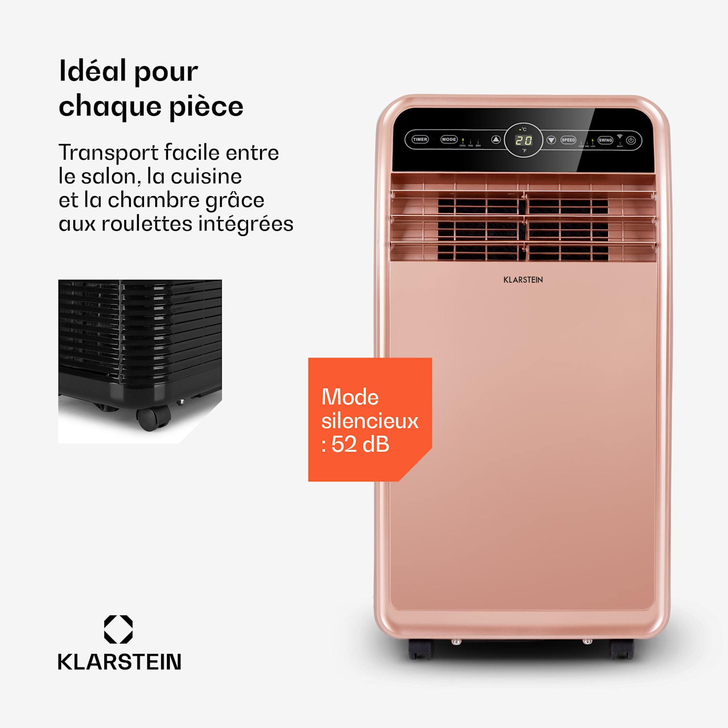 Metrobreeze New York Smart 12k climatiseur mobile 12000 BTU/3,5 kW EEC A télécommande rose gold 