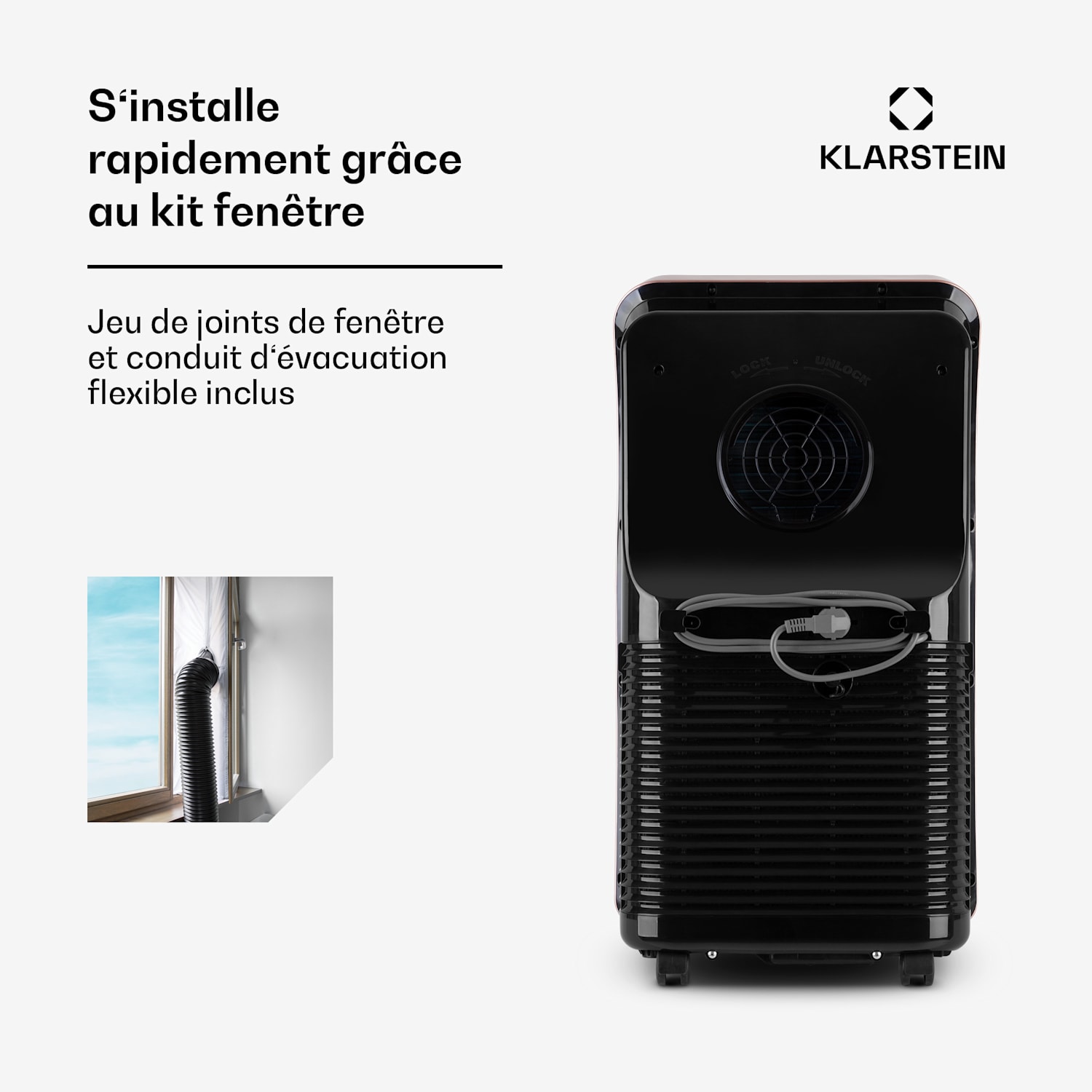 Metrobreeze New York Smart 12k climatiseur mobile 12000 BTU/3,5 kW EEC A télécommande rose gold 