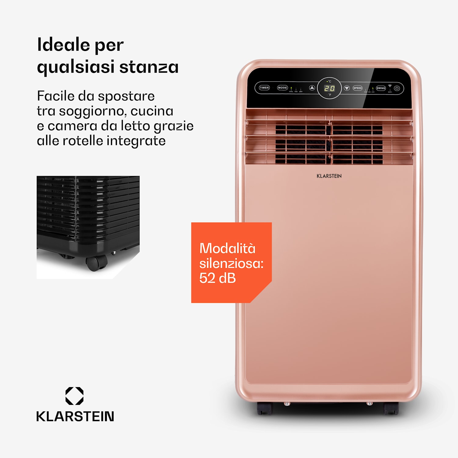 Metrobreeze New York Smart 12k, Climatizzatore Portatile, Classe A, Telecomando, 12000 BTU/3,5 kW 12.000 BTU | Sì | Oro Rosa