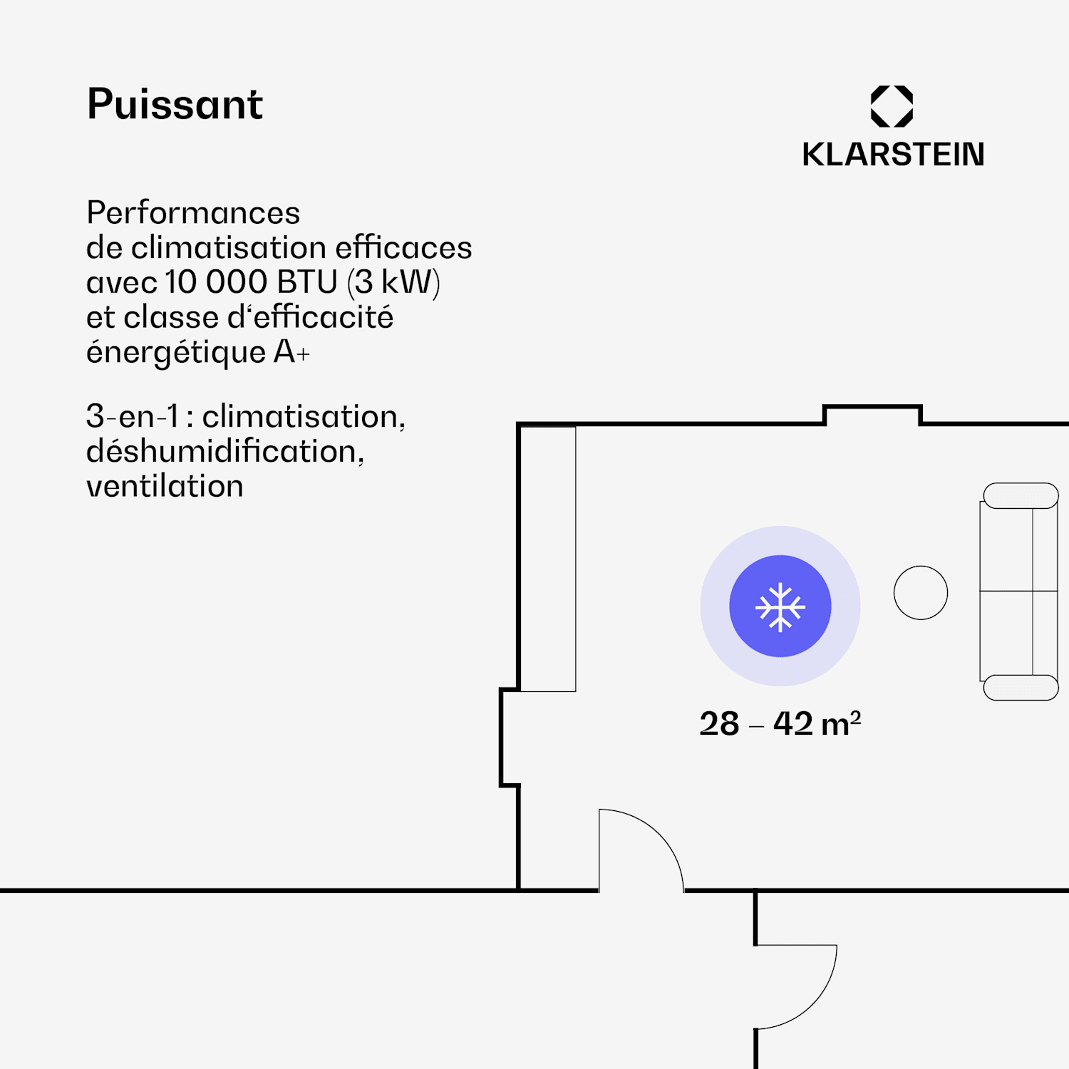 Metrobreeze Rom Smart mobiele airco 3,0 kW EEC A+ afstandsbediening 