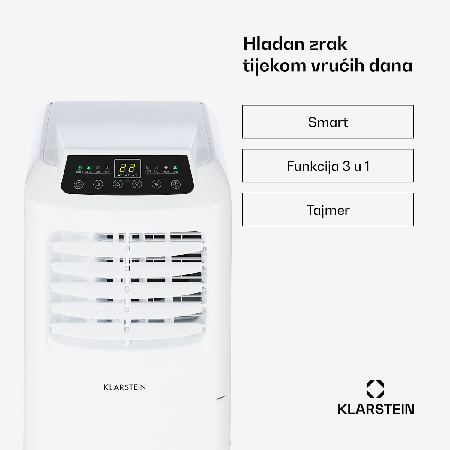 Pure Blizzard Smart 9k, prijenosna klima, 9000 BTU / 2,6 kW, energetski razred A, daljinski upravljač 9.000 BTU | Da | Bijela