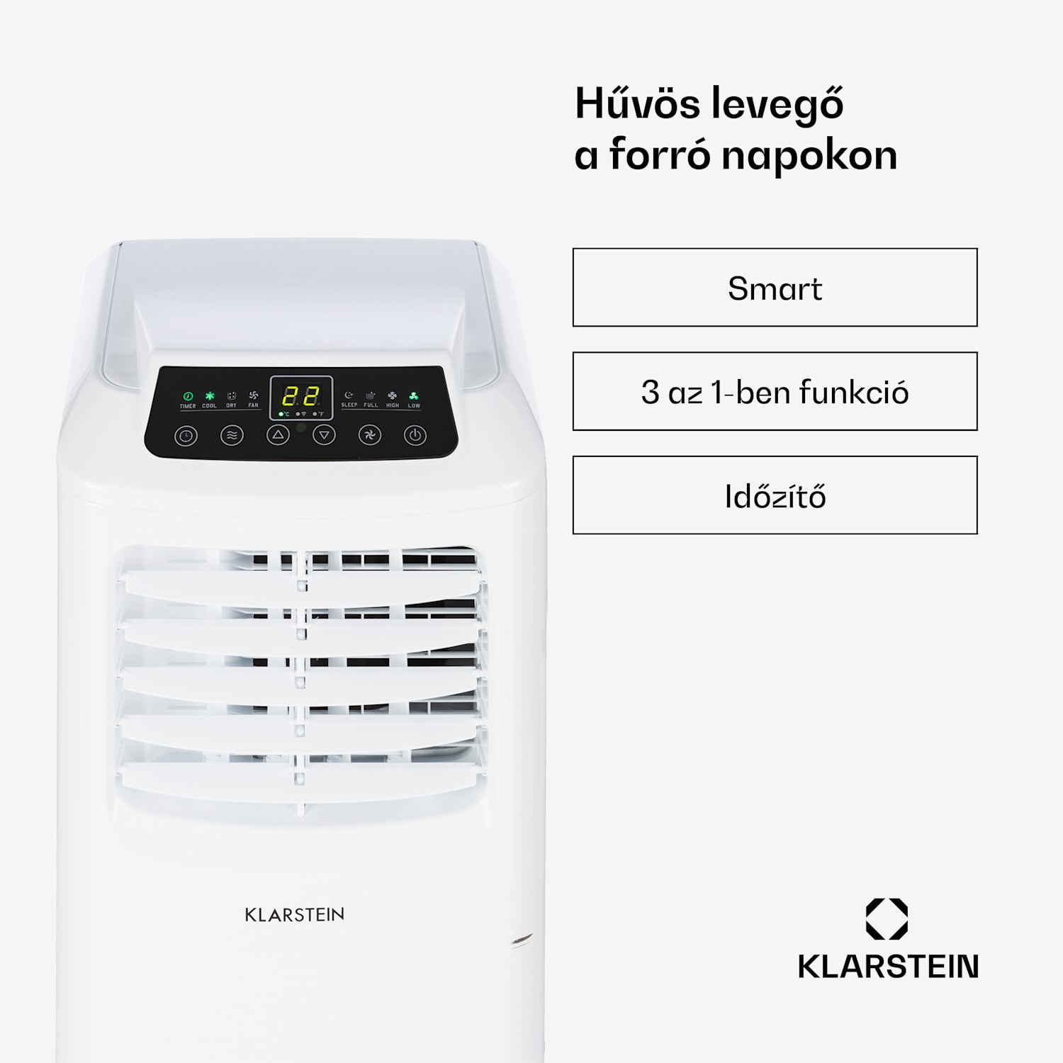 Pure Blizzard Smart 9k, mobil klíma, 9000 BTU / 2,6 kW, A energiahatékonysági osztály, távirányító 