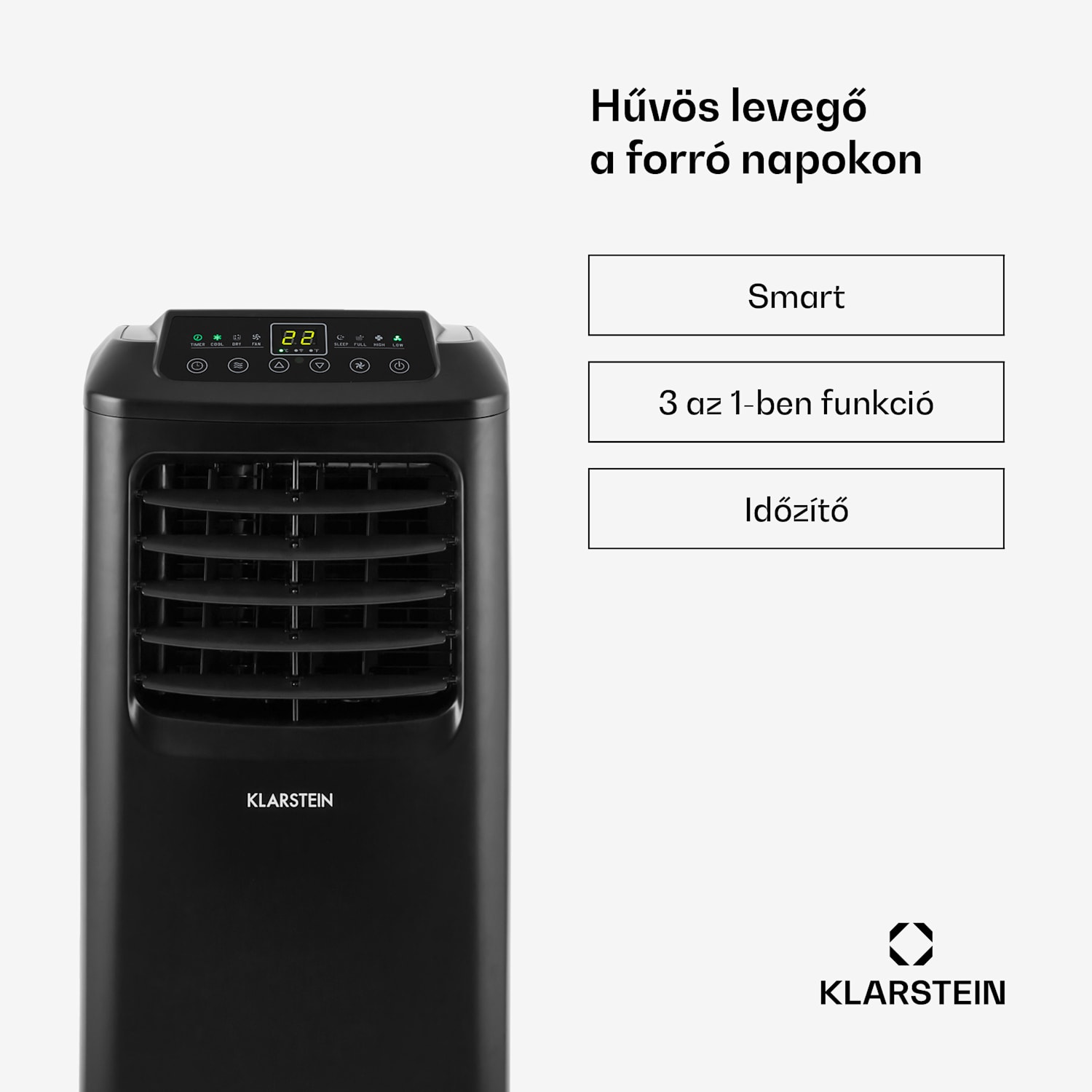 Pure Blizzard Smart 9k, mobil klíma, 9000 BTU / 2,6 kW, A energiahatékonysági osztály, távirányító 