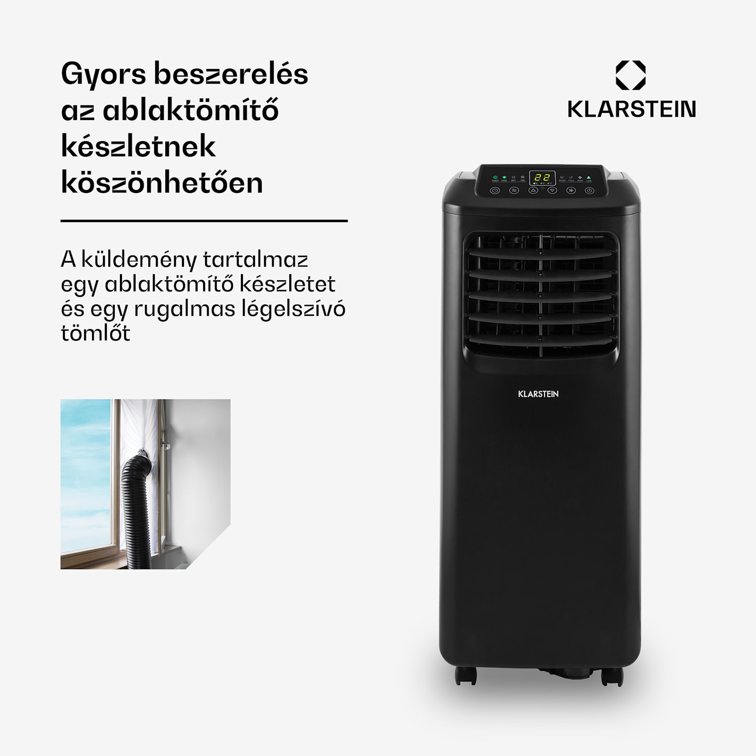 Pure Blizzard Smart 9k, mobil klíma, 9000 BTU / 2,6 kW, A energiahatékonysági osztály, távirányító 