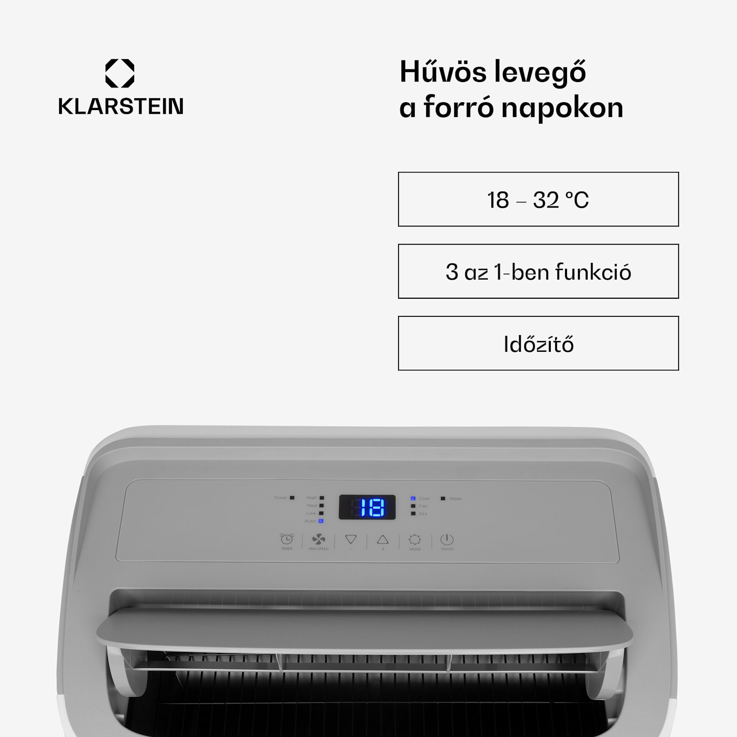 Grandbreeze Eco 12K, 3 az 1-ben klíma, 460 m³/ó, 12.000 BTU/1,35 kW 12.000 BTU | Fehér