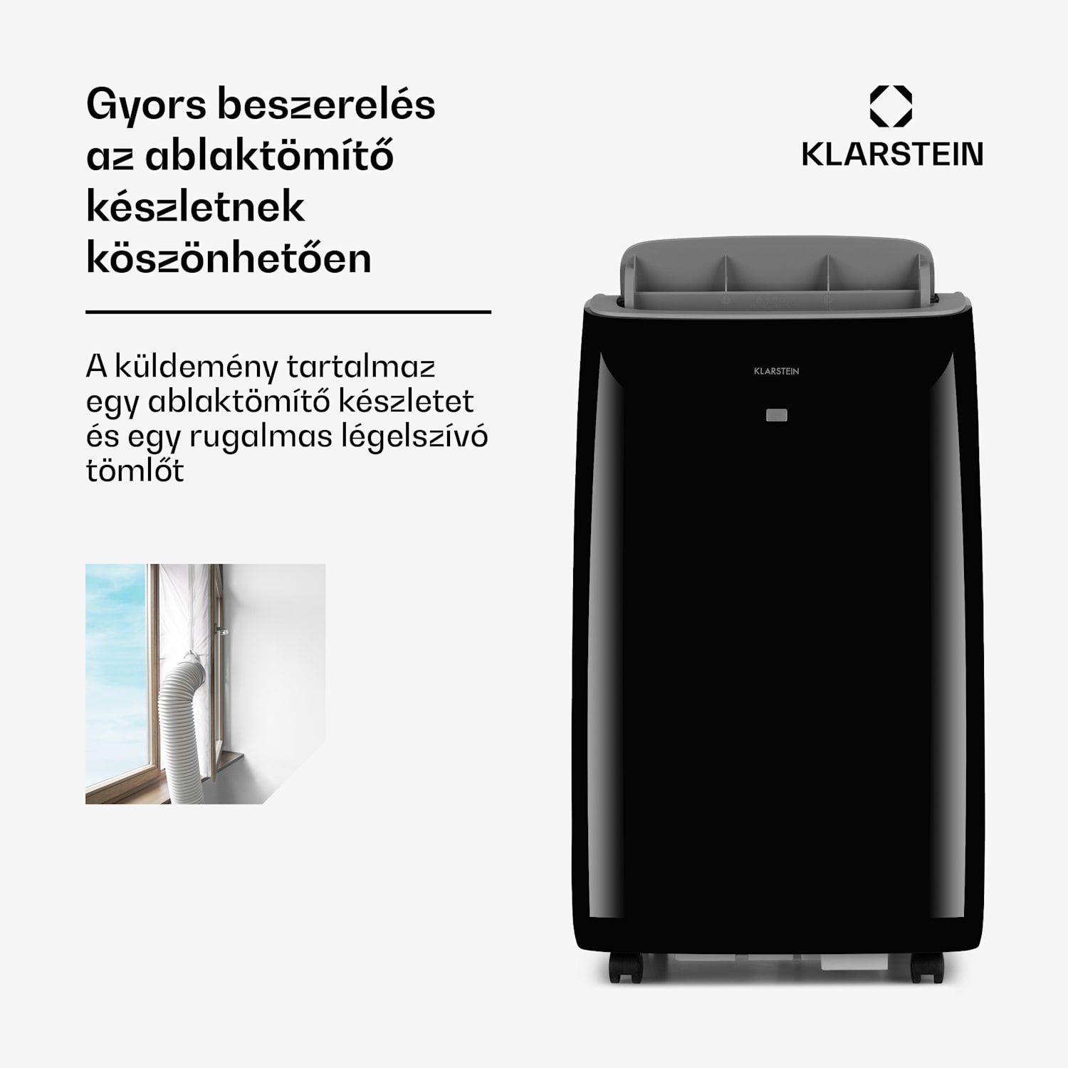 Grandbreeze Eco 12K, 3 az 1-ben klíma, 460 m³/ó, 12.000 BTU/1,35 kW 12.000 BTU | Fekete