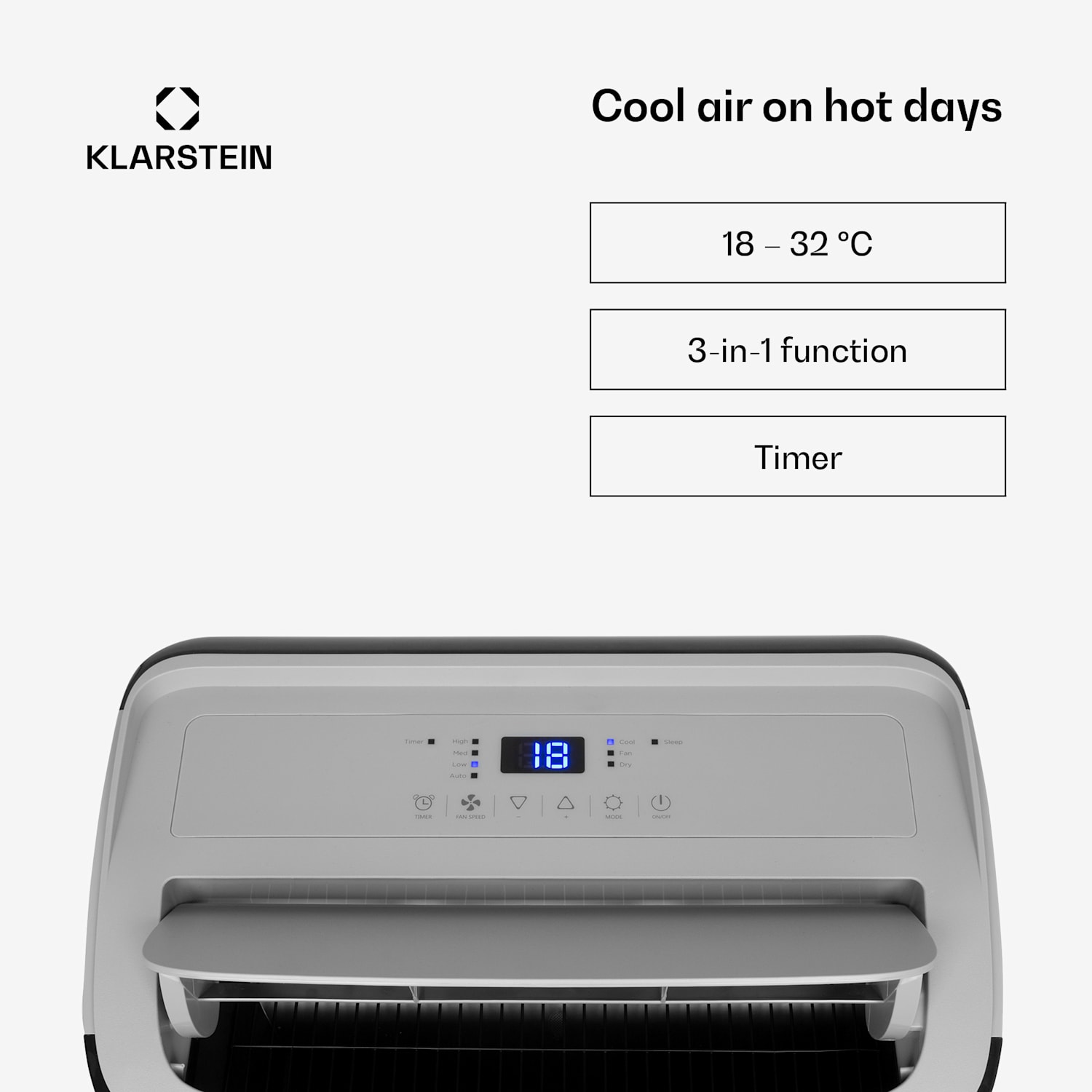 Grandbreeze Eco 12K airco 3-in-1 460 m³/h 12.000 BTU/1,35 kW 12.000 BTU | Zwart