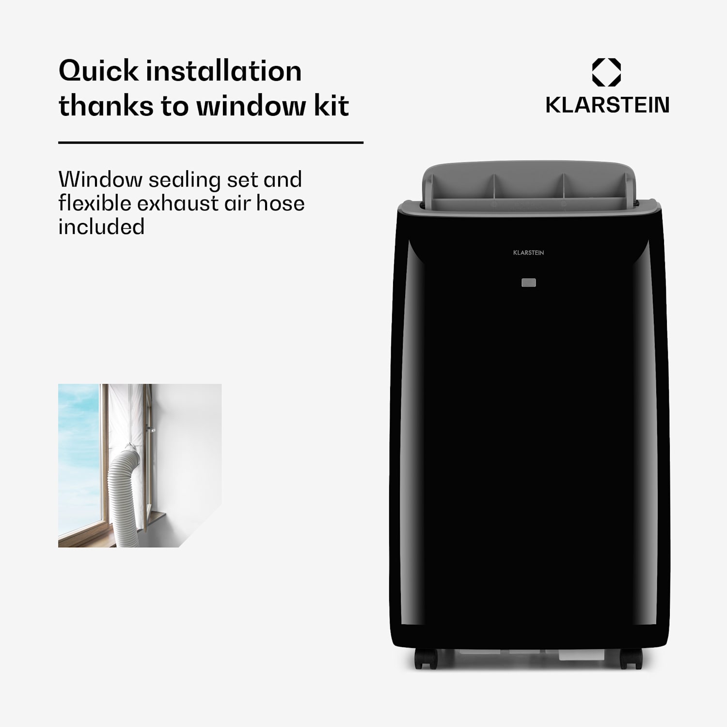 Grandbreeze Eco 12K airco 3-in-1 460 m³/h 12.000 BTU/1,35 kW 12.000 BTU | Zwart