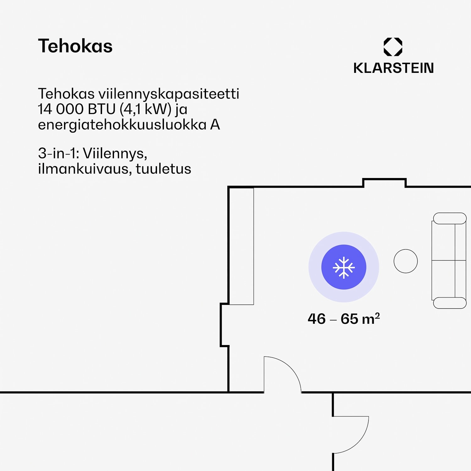 Grandbreeze Pro 14K ilmastointilaite 3 in 1 460 m³/h 14 000 BTU/4,1 kW 14000 BTU | Ei | Valkoinen
