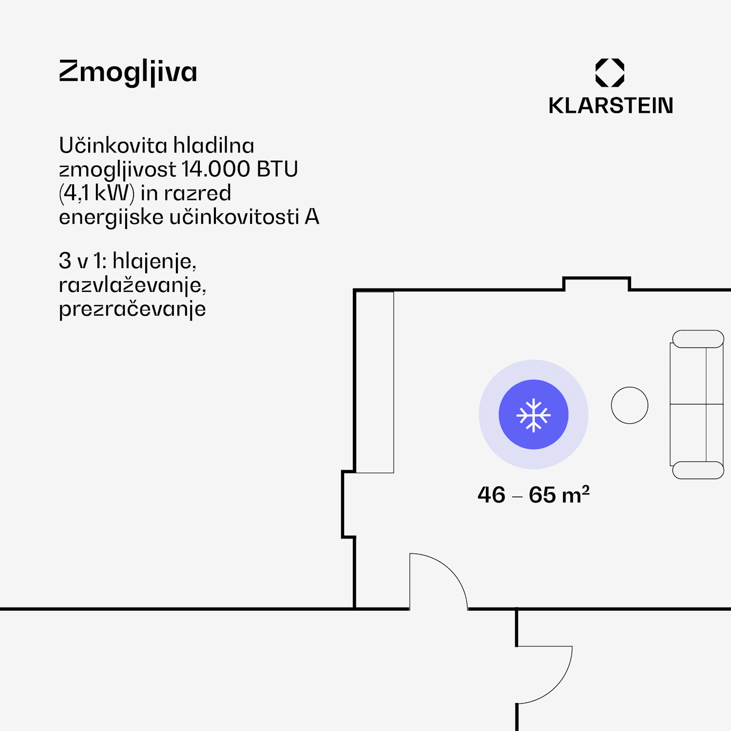 Grandbreeze Pro 14K, klimatska naprava 3 v 1, 460 m³/h, 14.000 BTU/1,65 kW 14000 BTU | Bela