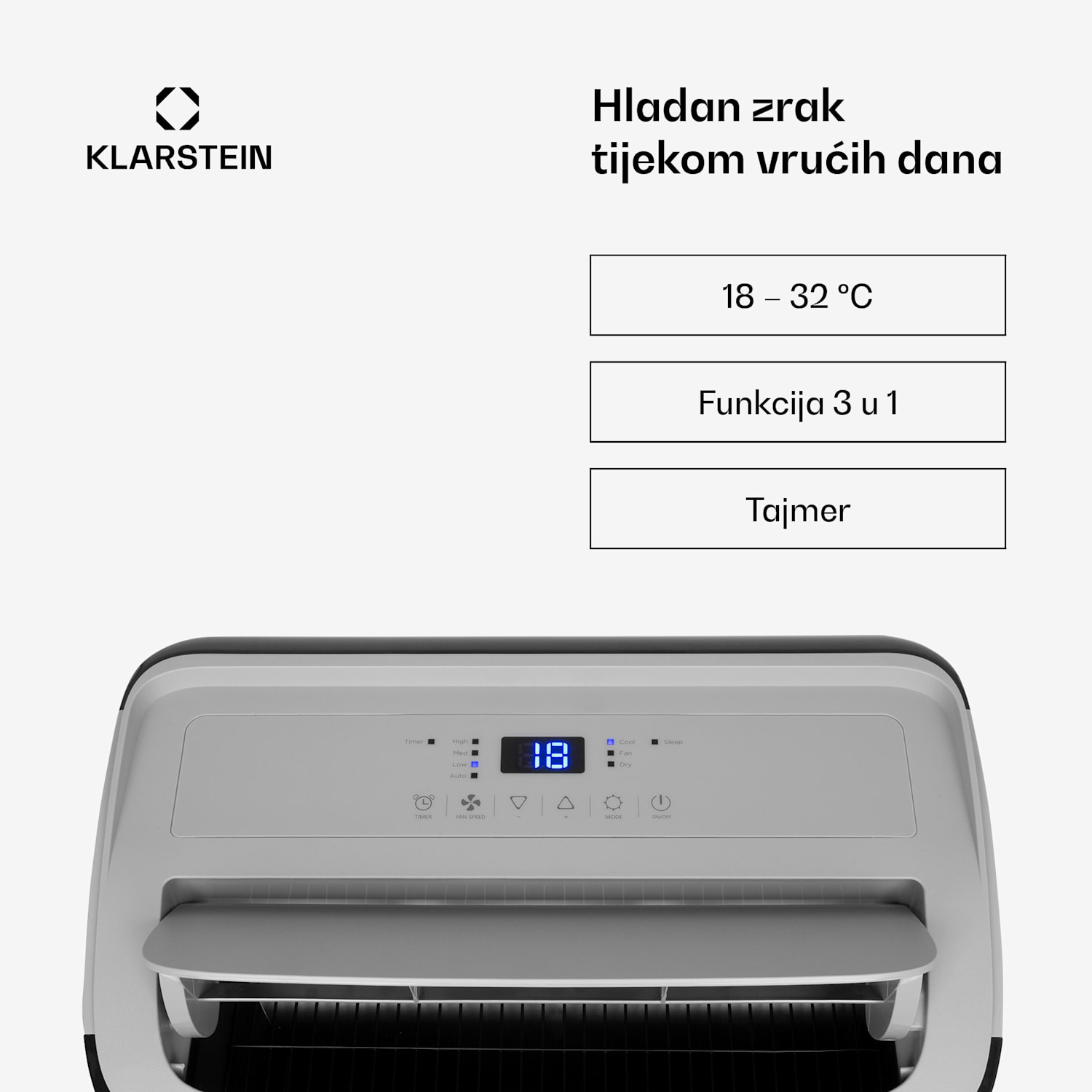 Grandbreeze Eco 14K, prijenosna klima 3 u 1, 460 m³ / h, 14.000 BTU / 1,65 kW 14000 BTU | Crna