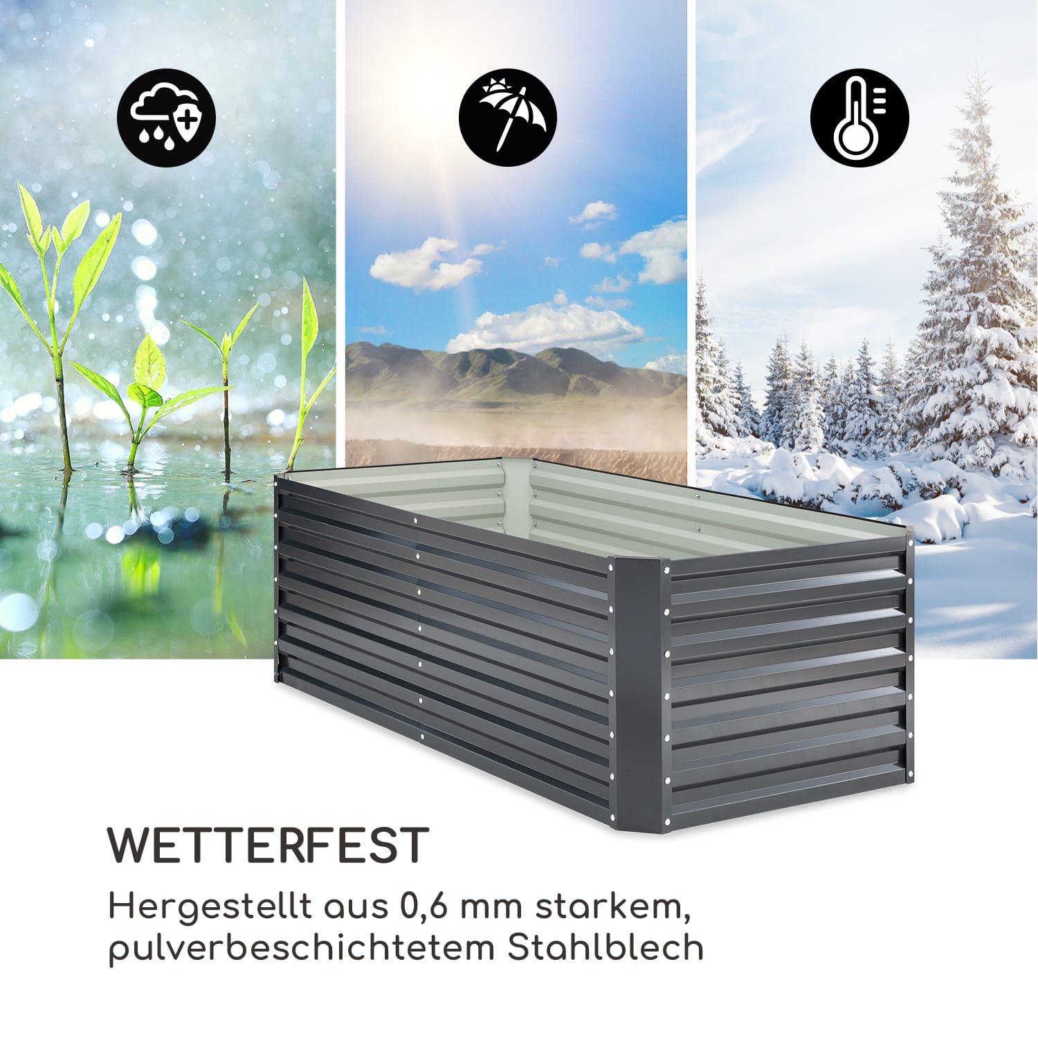 High Grow Straight Hochbeet 180 x 60 x 90 cm 970 l Stahl verzinkt 180 x 90 x 60 cm | Anthrazit