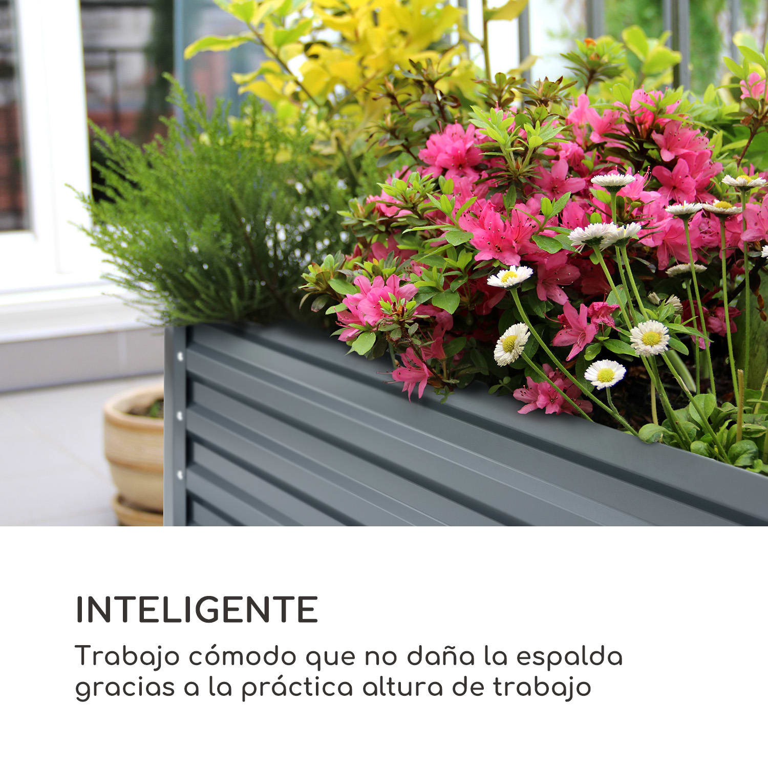 High Grow Straight huerto elevado 180 x 60 x 90 cm 970 l acero galvanizado 180 x 90 x 60 cm | Antracita