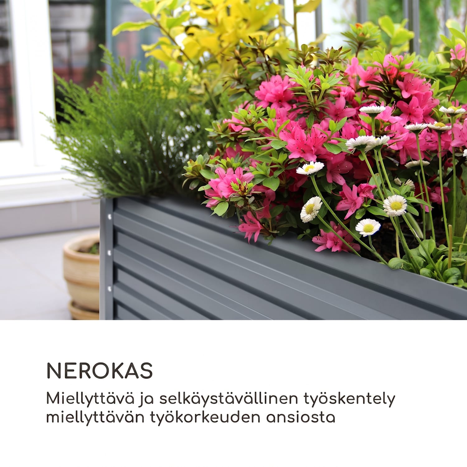 High Grow Straight korotettu kasvatuslaatikko 180 x 60 x 90 cm 970 l galvanoitua terästä 180 x 90 x 60 cm | Antrasiitti
